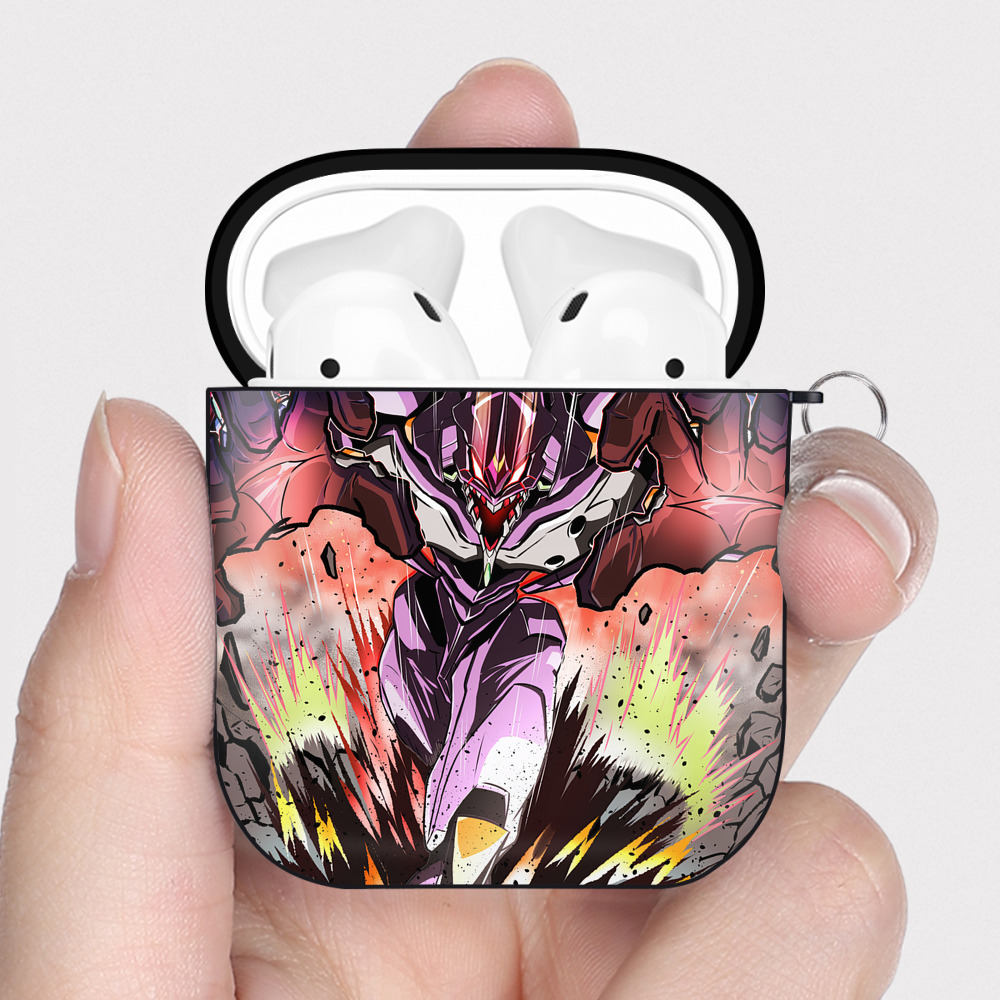 （画像用） EVA 新世紀エヴァンゲリオン AirPods 第2世代保護ケース ハードシェル ブラック 耐衝撃・防指紋・カラビナ付き