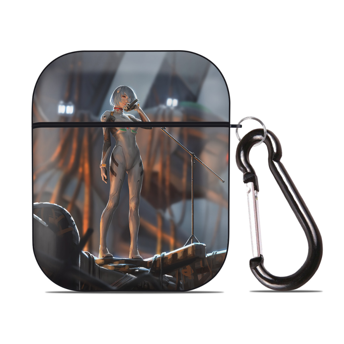 （画像用） EVA 新世紀エヴァンゲリオン AirPods 第2世代保護ケース ハードシェル ブラック 耐衝撃・防指紋・カラビナ付き