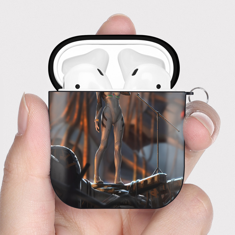 （画像用） EVA 新世紀エヴァンゲリオン AirPods 第2世代保護ケース ハードシェル ブラック 耐衝撃・防指紋・カラビナ付き