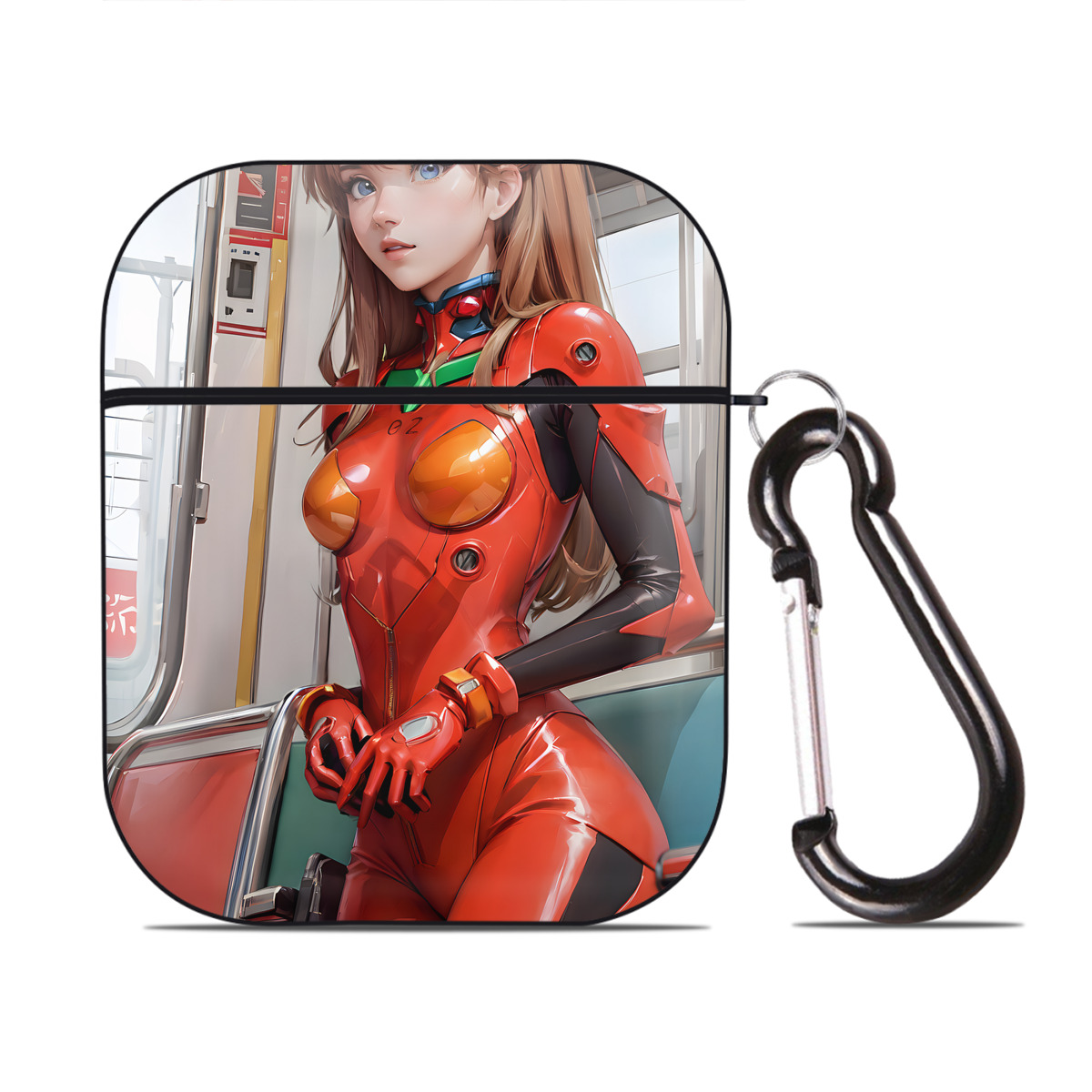 （画像用） EVA 新世紀エヴァンゲリオン AirPods 第2世代保護ケース ハードシェル ブラック 耐衝撃・防指紋・カラビナ付き