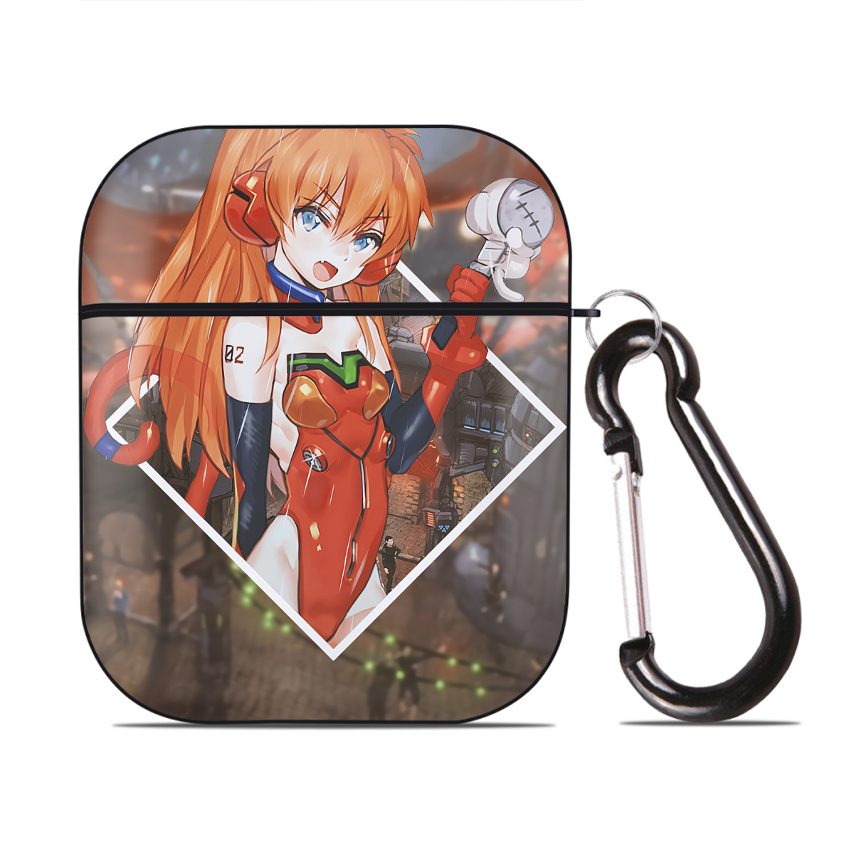 （画像用） EVA 新世紀エヴァンゲリオン AirPods 第2世代保護ケース ハードシェル ブラック 耐衝撃・防指紋・カラビナ付き