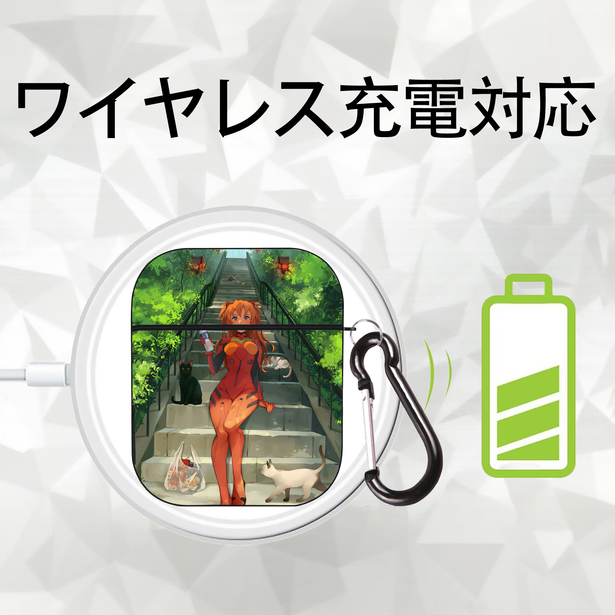 EVA 新世紀エヴァンゲリオン AirPods 第2世代保護ケース ハードシェル ブラック 耐衝撃・防指紋・カラビナ付き
