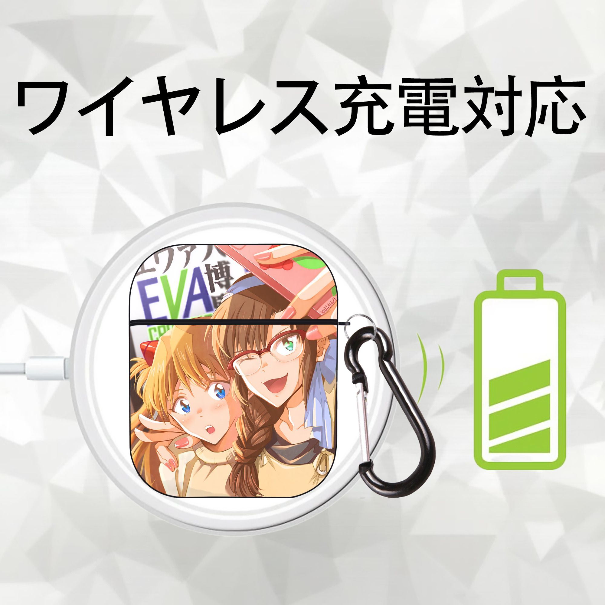 EVA 新世紀エヴァンゲリオン AirPods 第2世代保護ケース ハードシェル ブラック 耐衝撃・防指紋・カラビナ付き