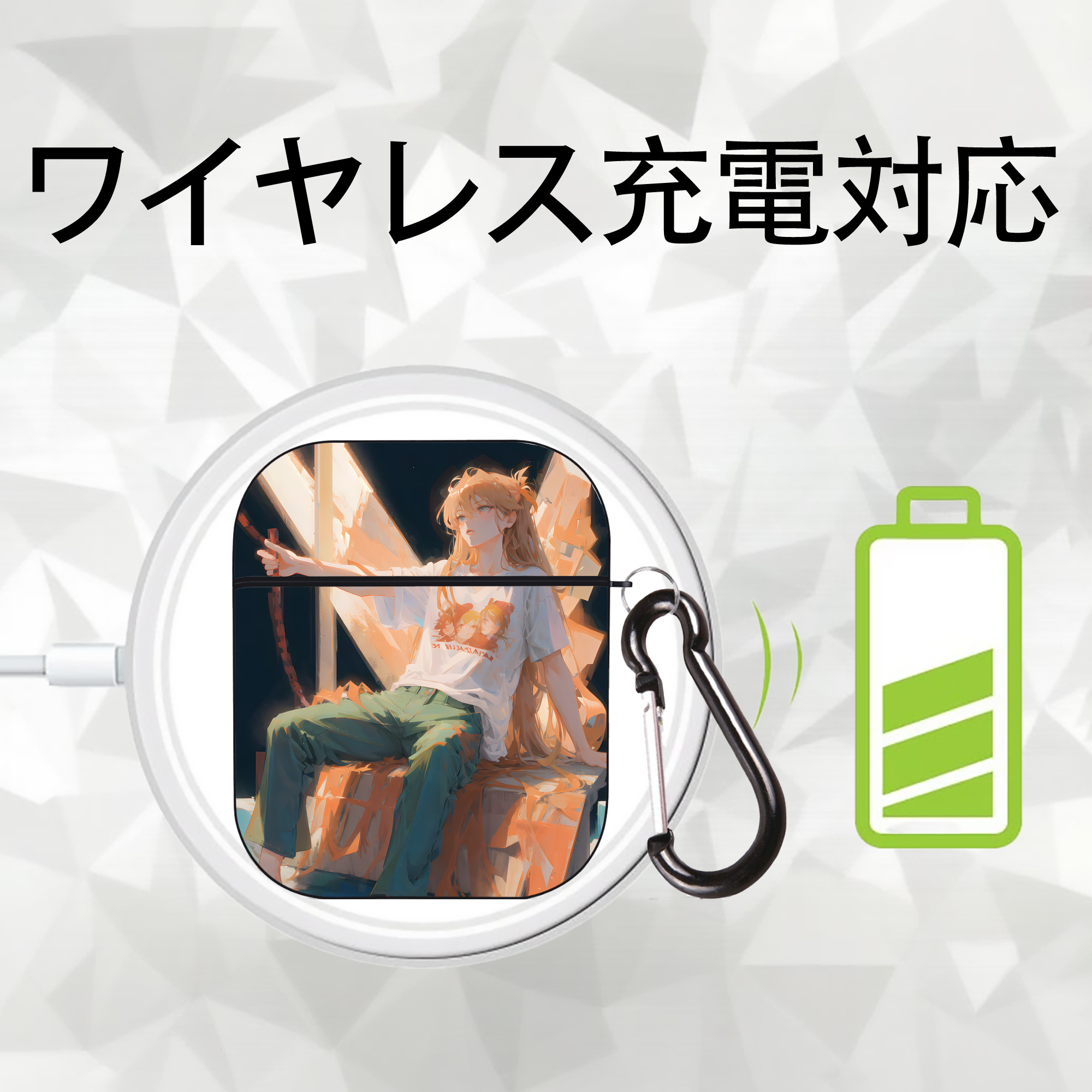 EVA 新世紀エヴァンゲリオン AirPods 第2世代保護ケース ハードシェル ブラック 耐衝撃・防指紋・カラビナ付き