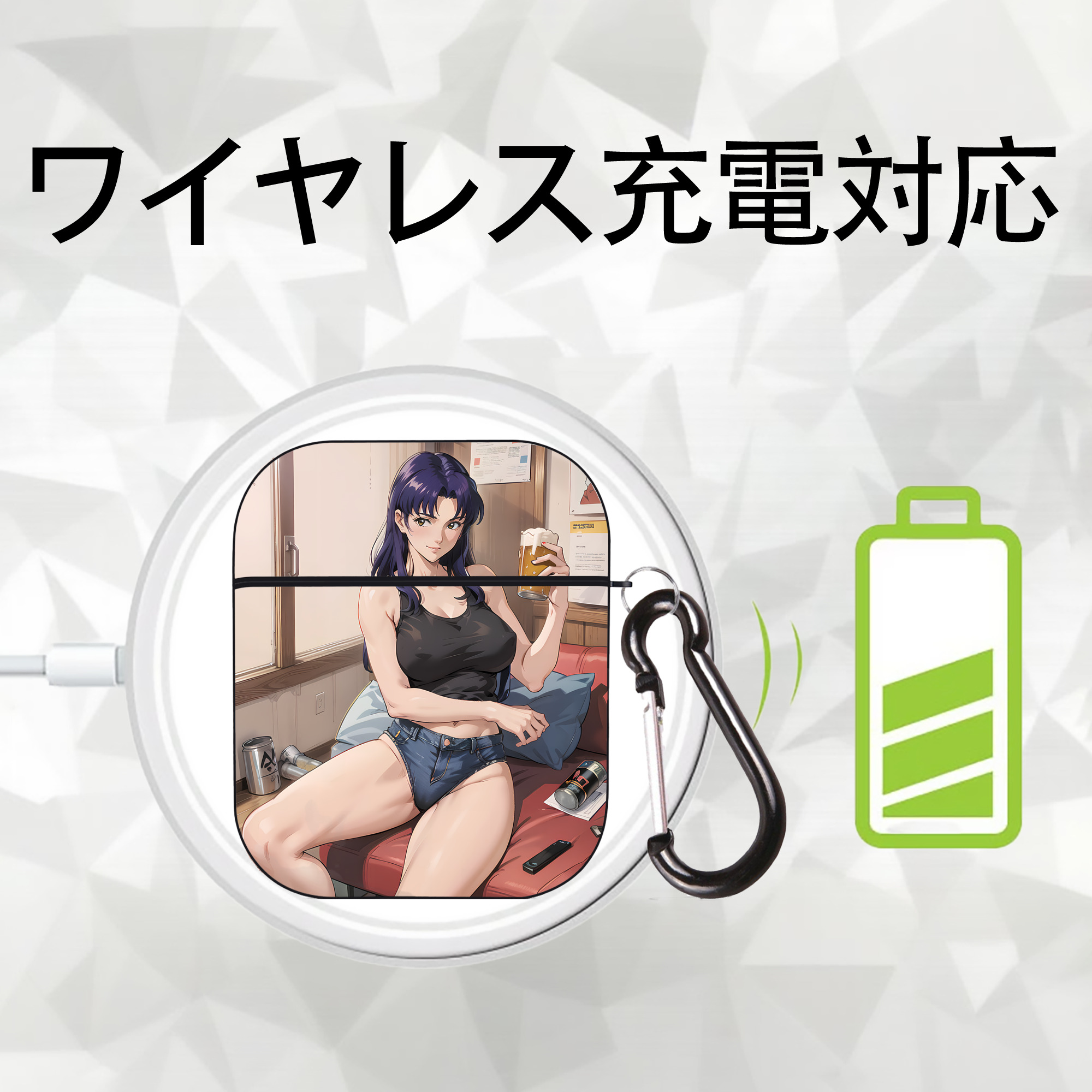 EVA 新世紀エヴァンゲリオン AirPods 第2世代保護ケース ハードシェル ブラック 耐衝撃・防指紋・カラビナ付き
