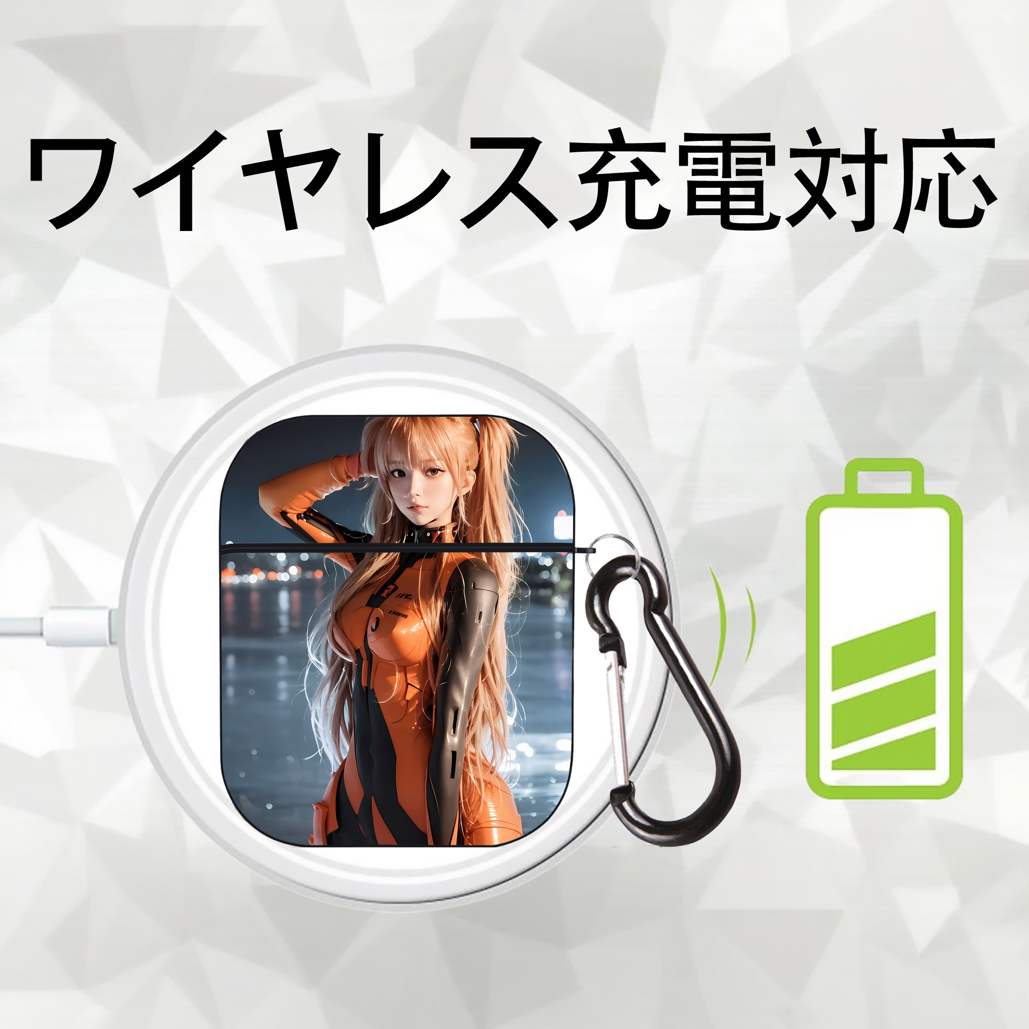 EVA 新世紀エヴァンゲリオン AirPods 第2世代保護ケース ハードシェル ブラック 耐衝撃・防指紋・カラビナ付き