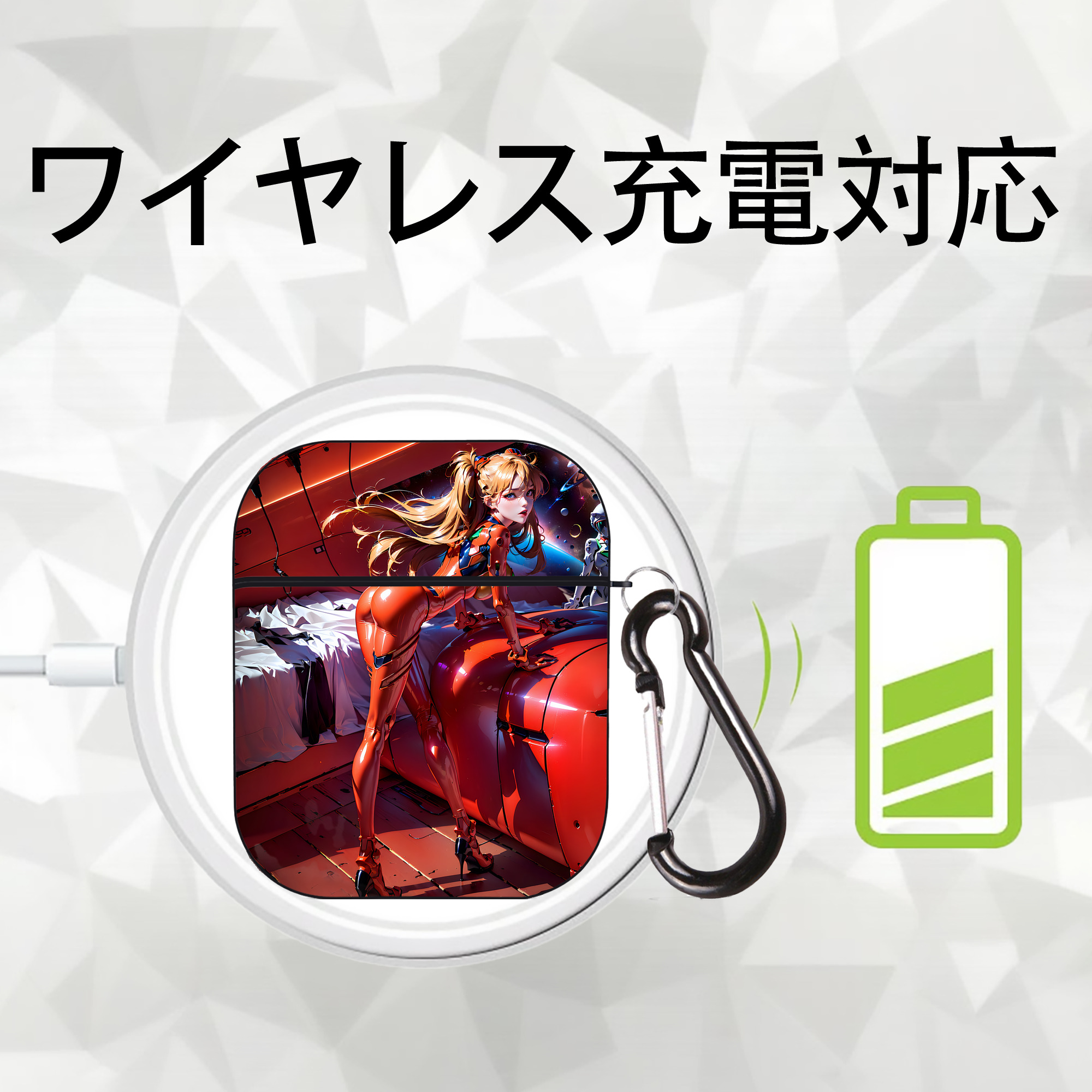EVA 新世紀エヴァンゲリオン AirPods 第2世代保護ケース ハードシェル ブラック 耐衝撃・防指紋・カラビナ付き
