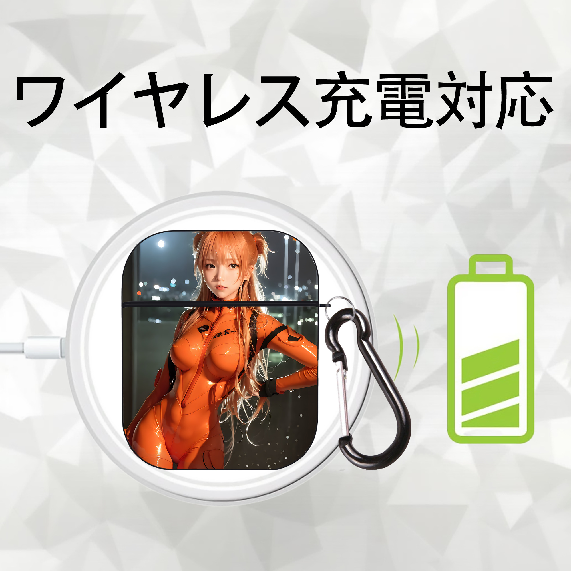 EVA 新世紀エヴァンゲリオン AirPods 第2世代保護ケース ハードシェル ブラック 耐衝撃・防指紋・カラビナ付き