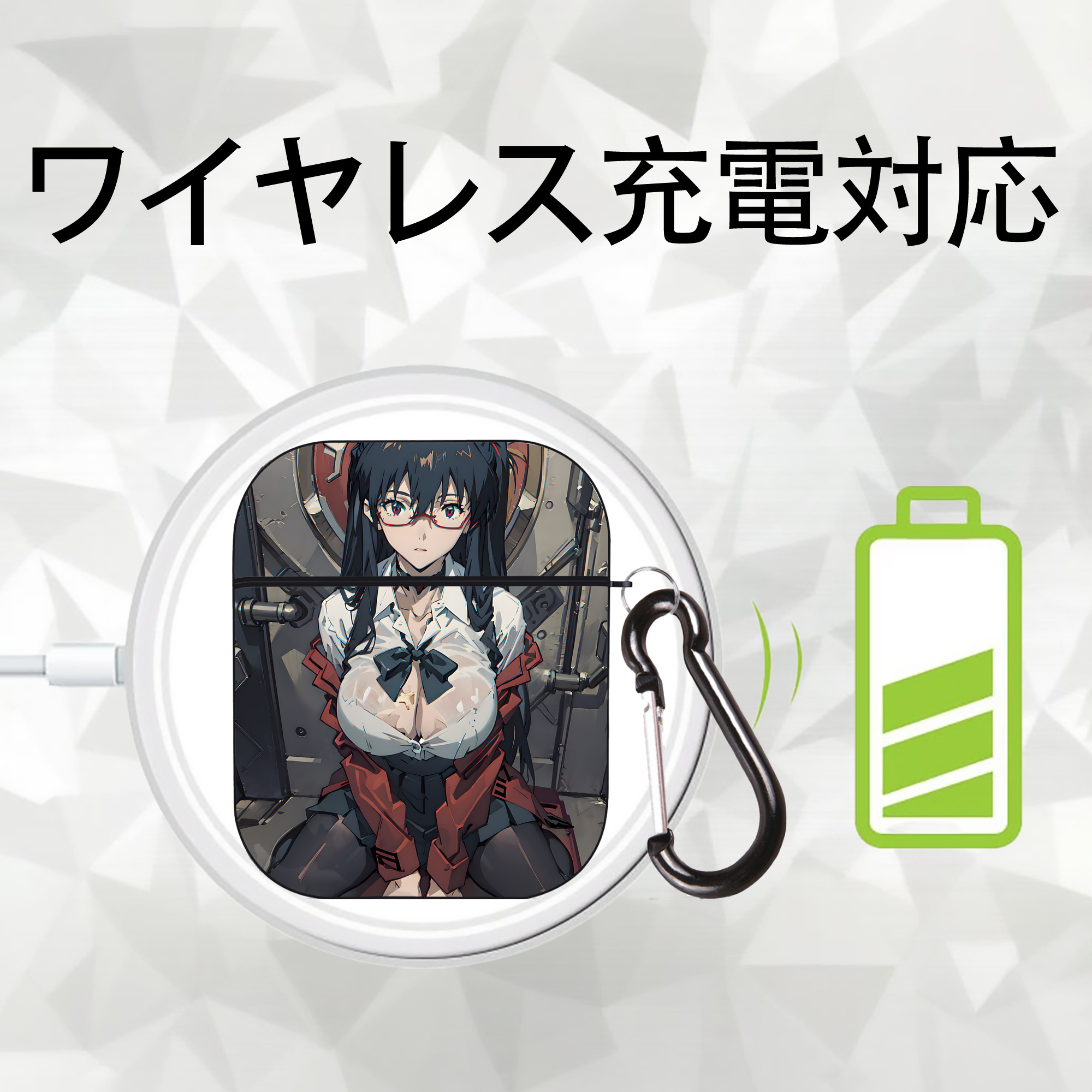 EVA 新世紀エヴァンゲリオン AirPods 第2世代保護ケース ハードシェル ブラック 耐衝撃・防指紋・カラビナ付き