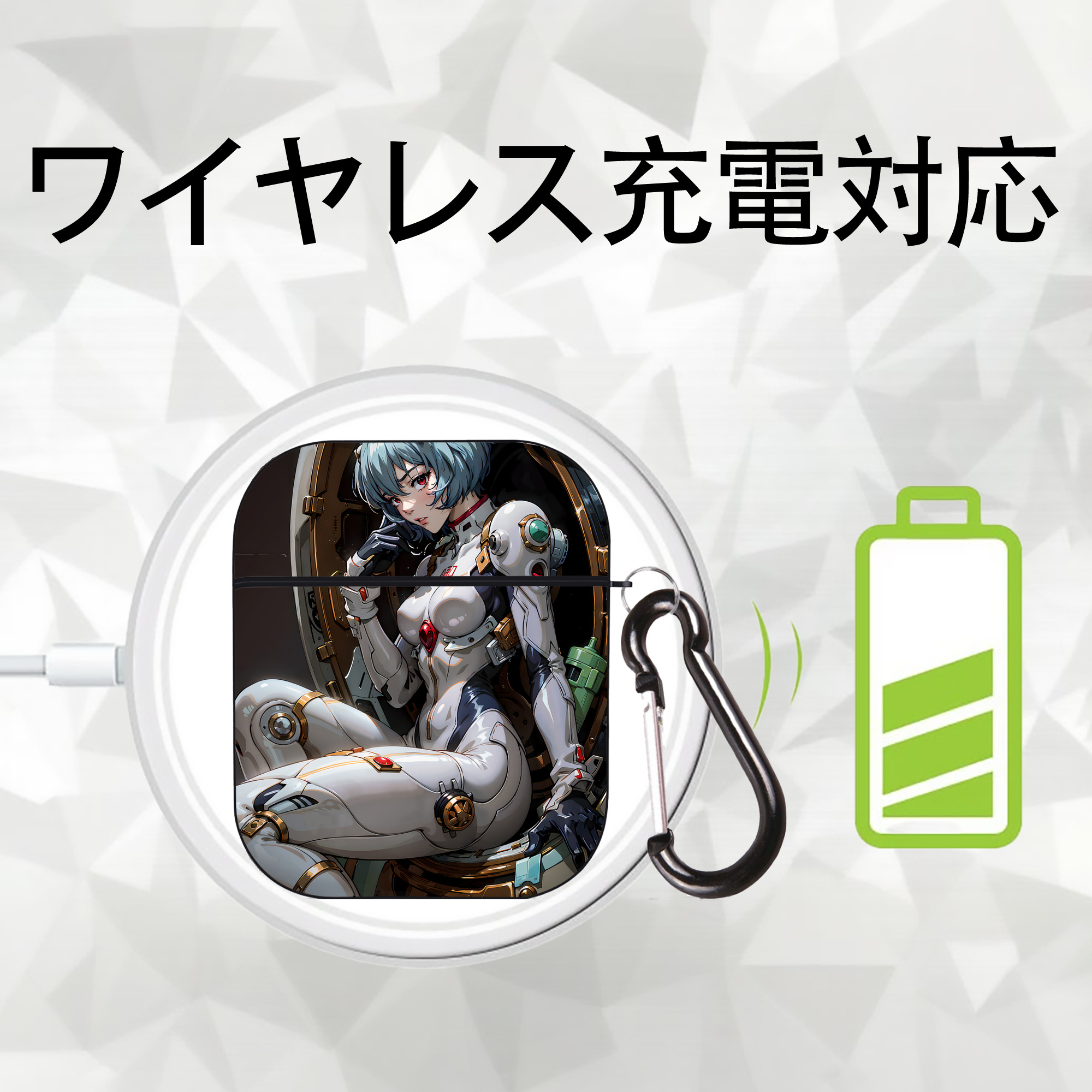 EVA 新世紀エヴァンゲリオン AirPods 第2世代保護ケース ハードシェル ブラック 耐衝撃・防指紋・カラビナ付き
