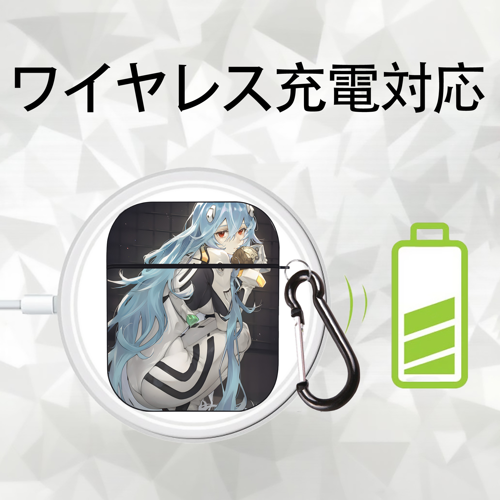 EVA 新世紀エヴァンゲリオン AirPods 第2世代保護ケース ハードシェル ブラック 耐衝撃・防指紋・カラビナ付き