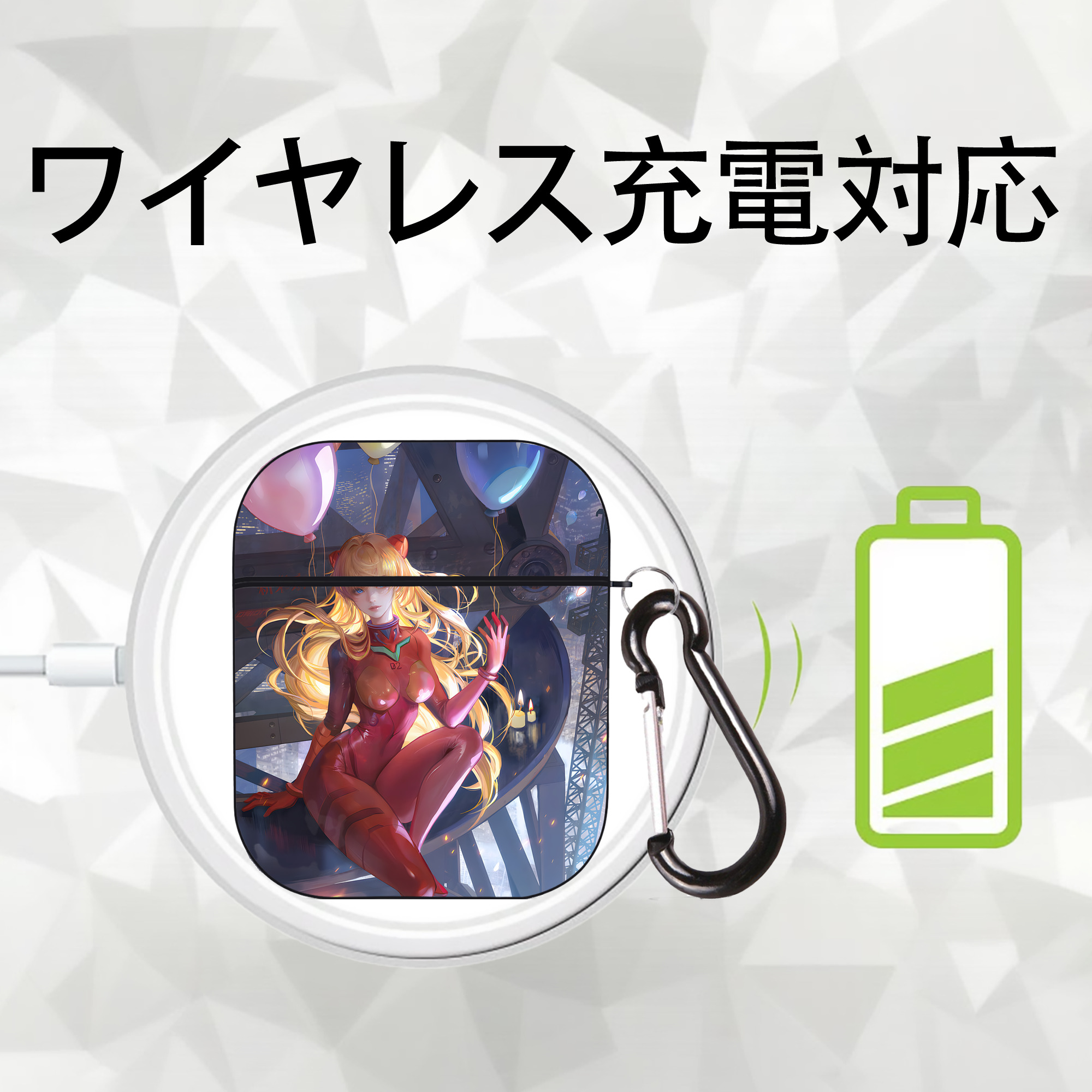 EVA 新世紀エヴァンゲリオン AirPods 第2世代保護ケース ハードシェル ブラック 耐衝撃・防指紋・カラビナ付き