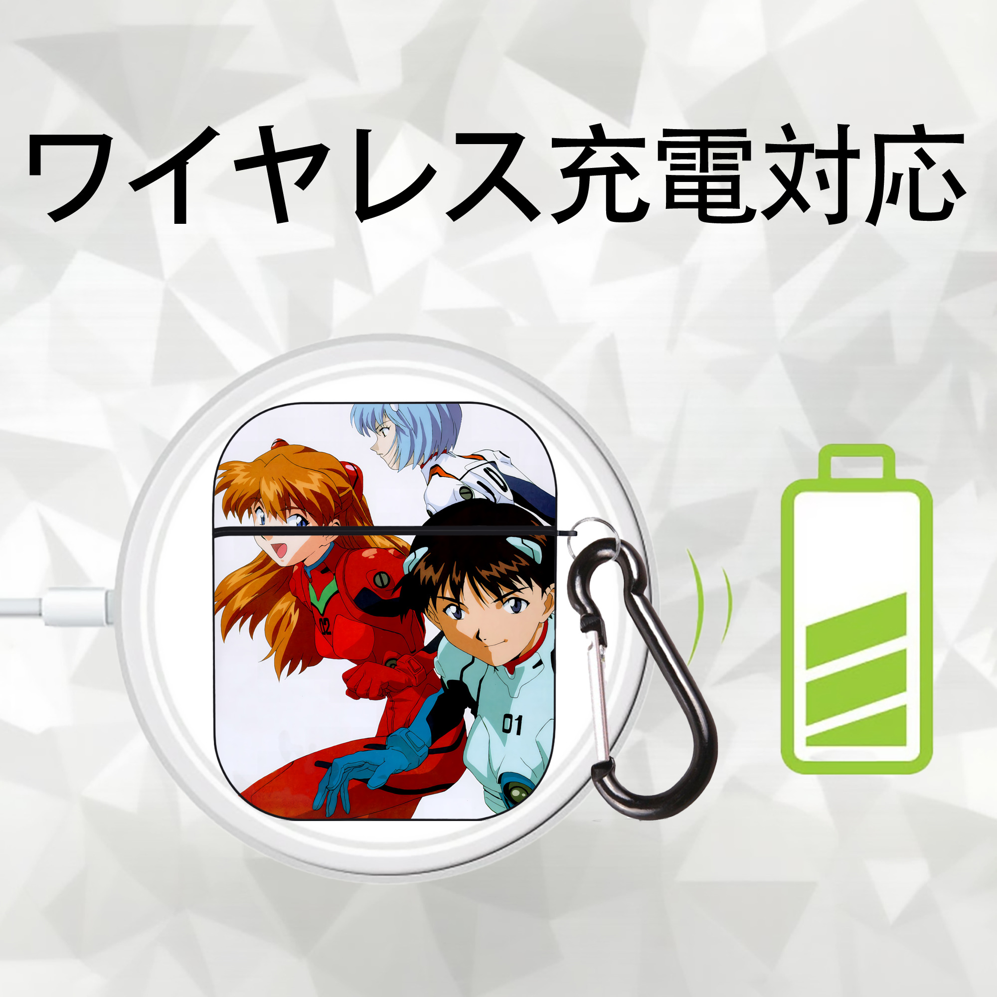 EVA 新世紀エヴァンゲリオン AirPods 第2世代保護ケース ハードシェル ブラック 耐衝撃・防指紋・カラビナ付き