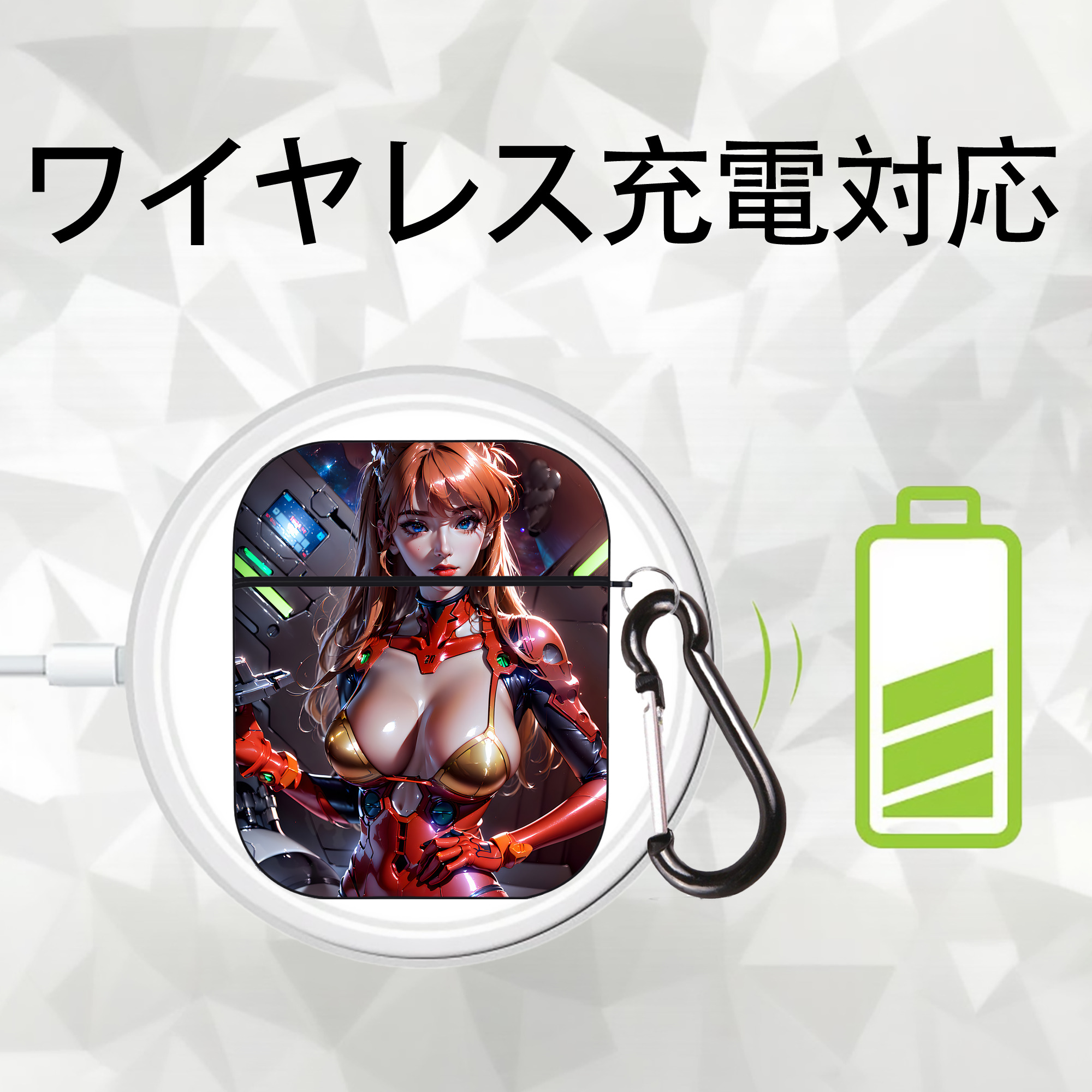 EVA 新世紀エヴァンゲリオン AirPods 第2世代保護ケース ハードシェル ブラック 耐衝撃・防指紋・カラビナ付き