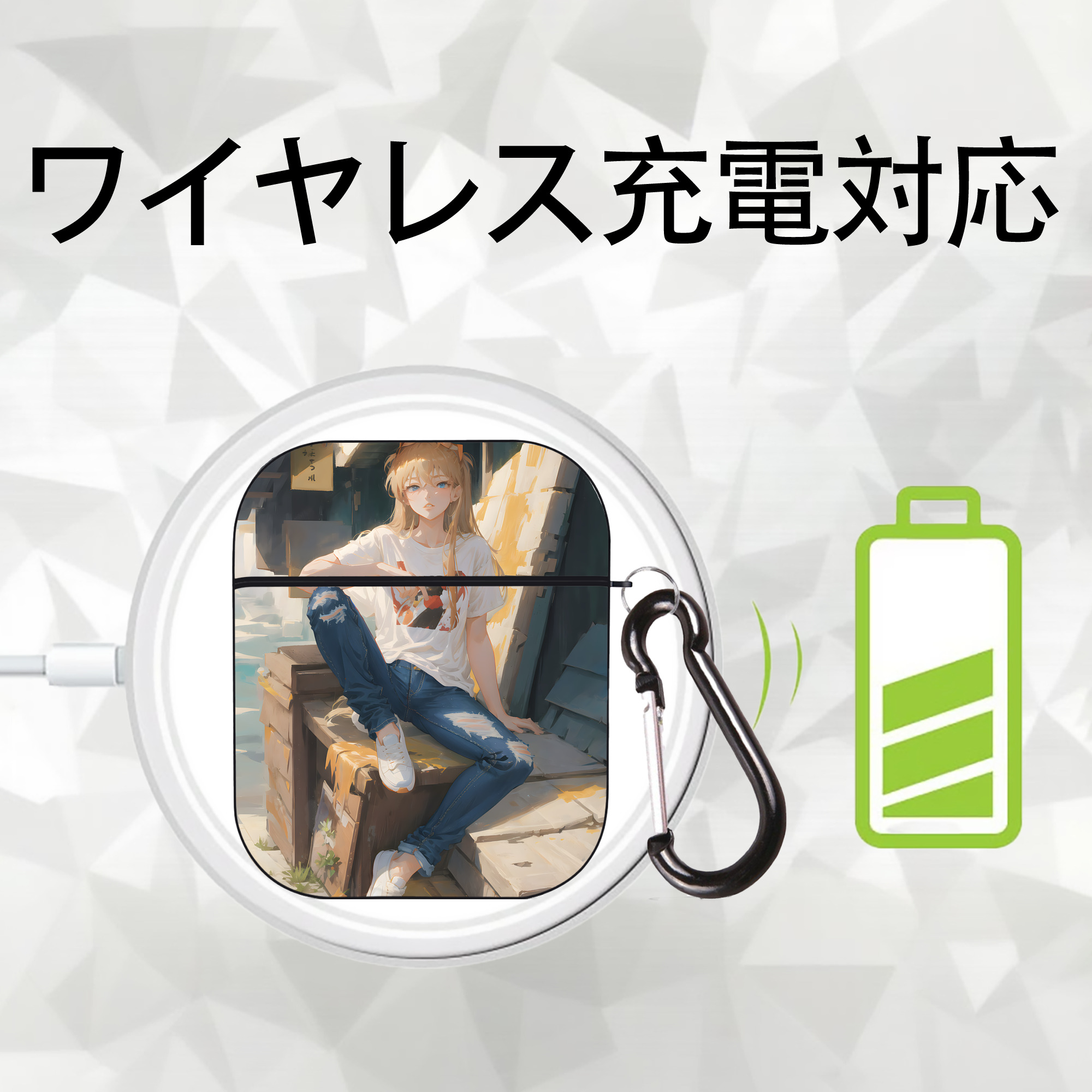 EVA 新世紀エヴァンゲリオン AirPods 第2世代保護ケース ハードシェル ブラック 耐衝撃・防指紋・カラビナ付き