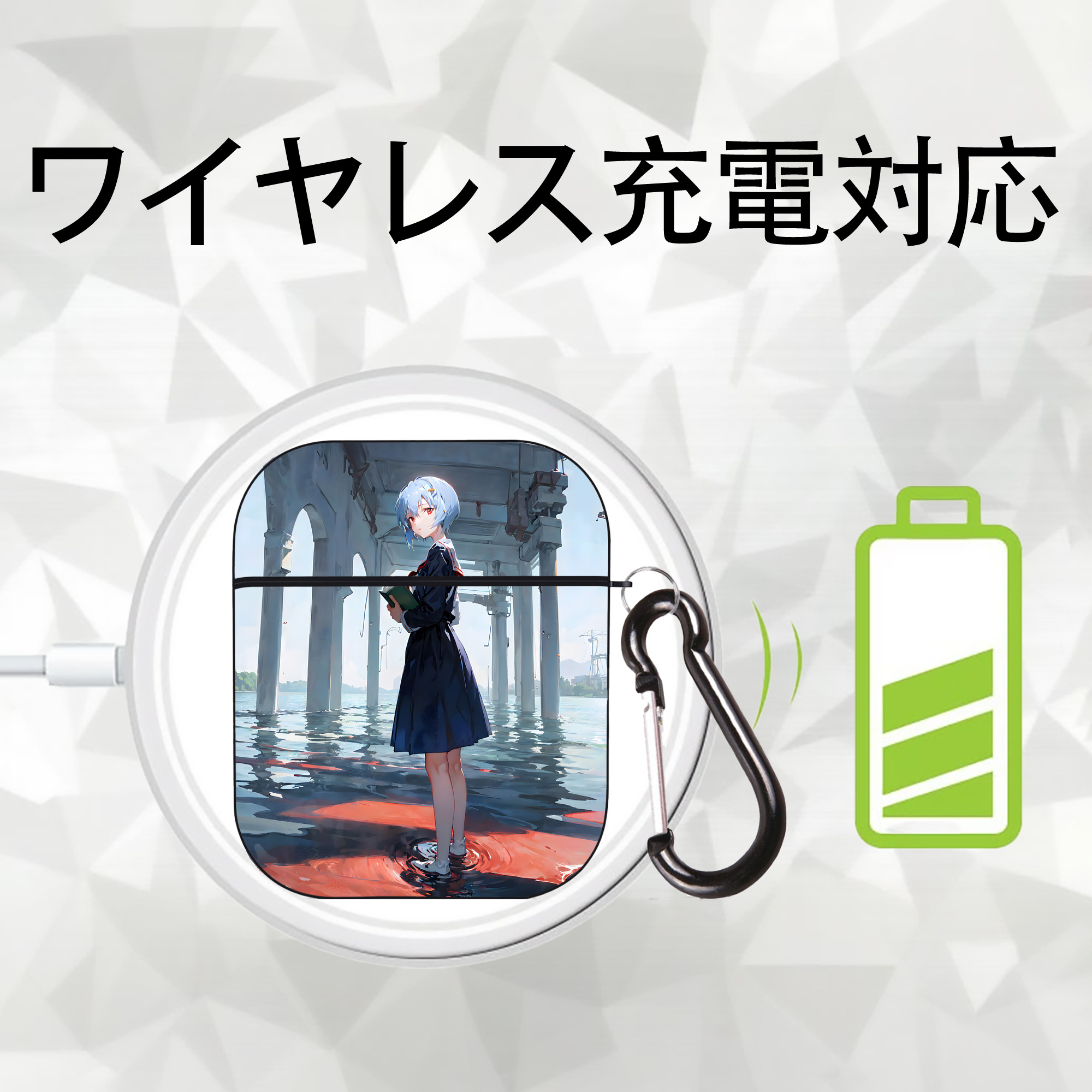 EVA 新世紀エヴァンゲリオン AirPods 第2世代保護ケース ハードシェル ブラック 耐衝撃・防指紋・カラビナ付き