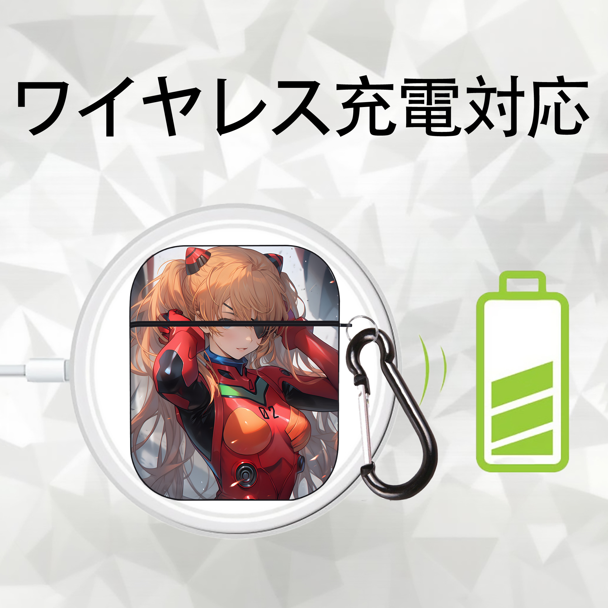 EVA 新世紀エヴァンゲリオン AirPods 第2世代保護ケース ハードシェル ブラック 耐衝撃・防指紋・カラビナ付き