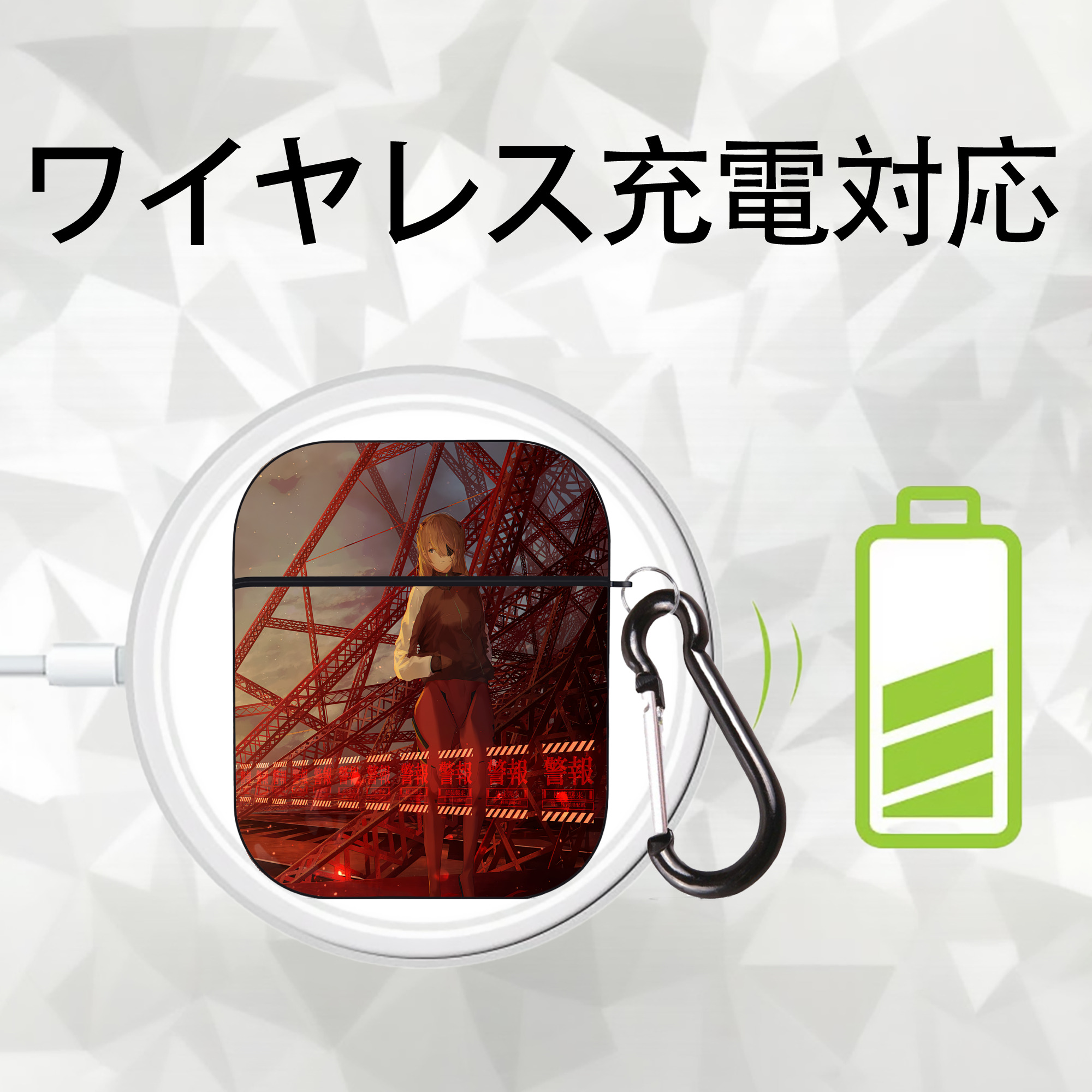EVA 新世紀エヴァンゲリオン AirPods 第2世代保護ケース ハードシェル ブラック 耐衝撃・防指紋・カラビナ付き