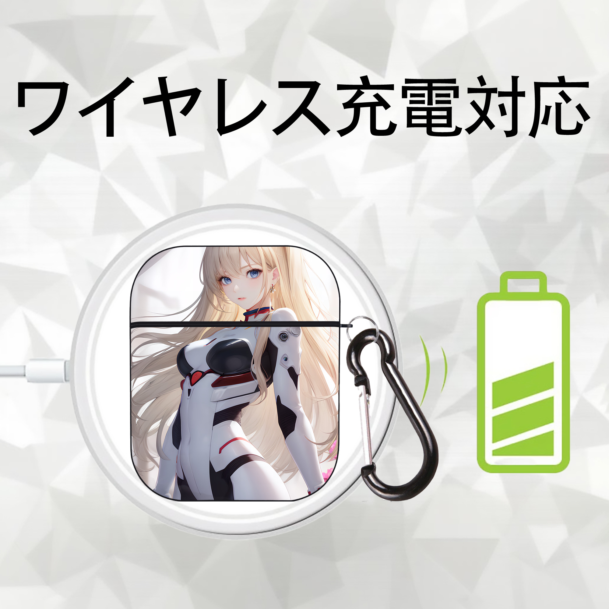 EVA 新世紀エヴァンゲリオン AirPods 第2世代保護ケース ハードシェル ブラック 耐衝撃・防指紋・カラビナ付き