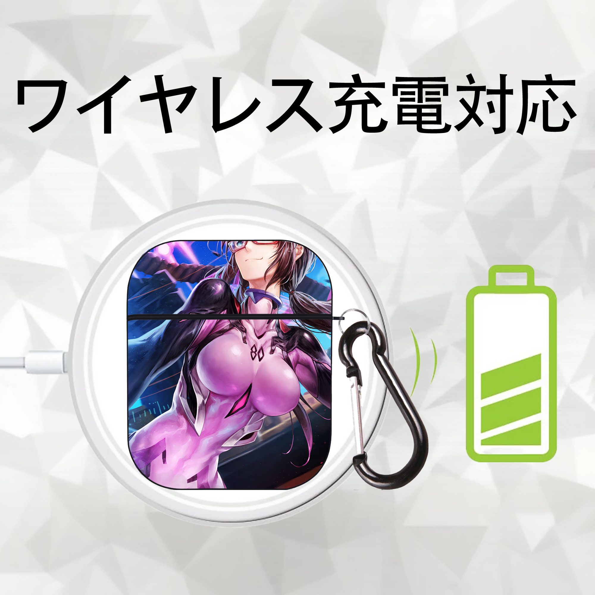 EVA 新世紀エヴァンゲリオン AirPods 第2世代保護ケース ハードシェル ブラック 耐衝撃・防指紋・カラビナ付き