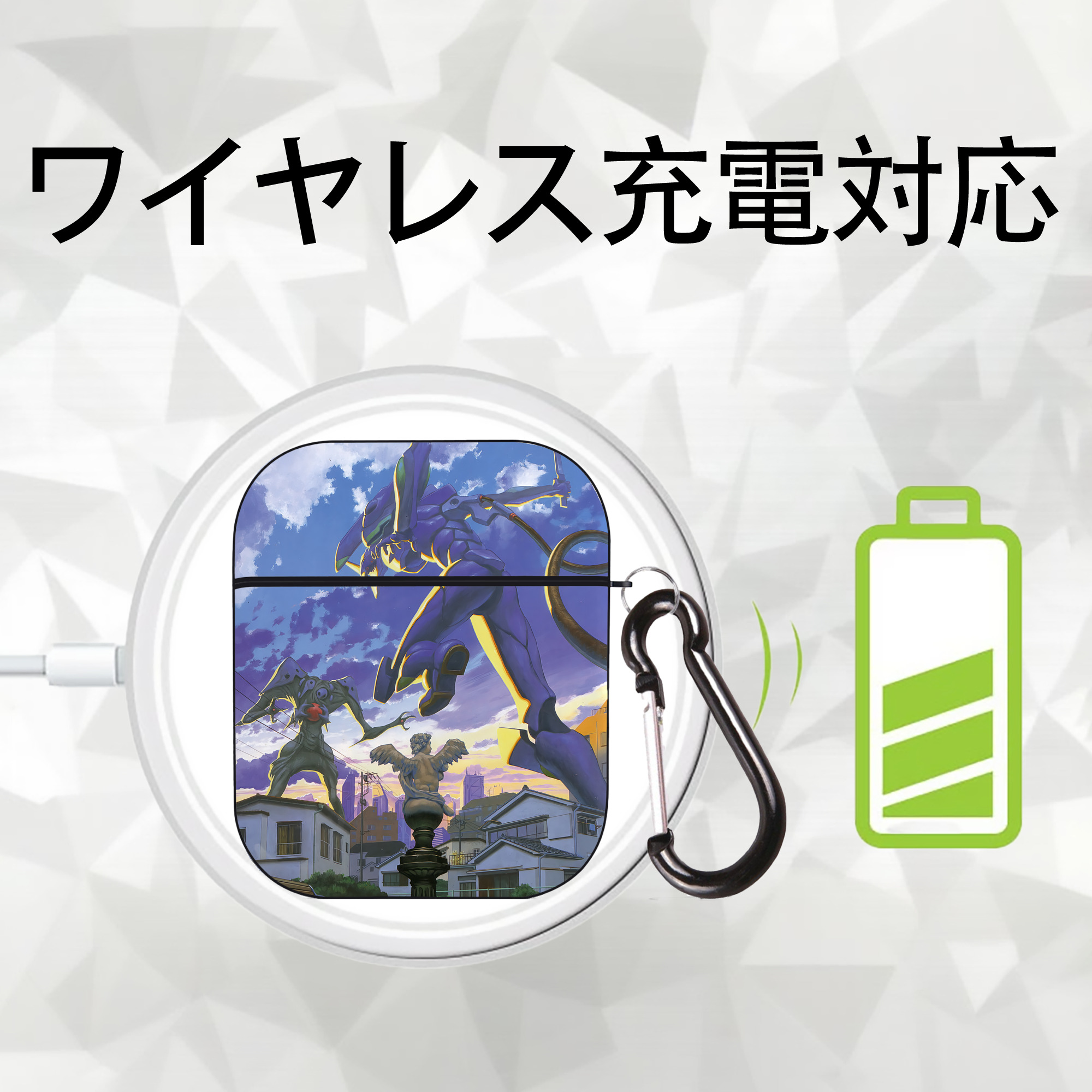 EVA 新世紀エヴァンゲリオン AirPods 第2世代保護ケース ハードシェル ブラック 耐衝撃・防指紋・カラビナ付き