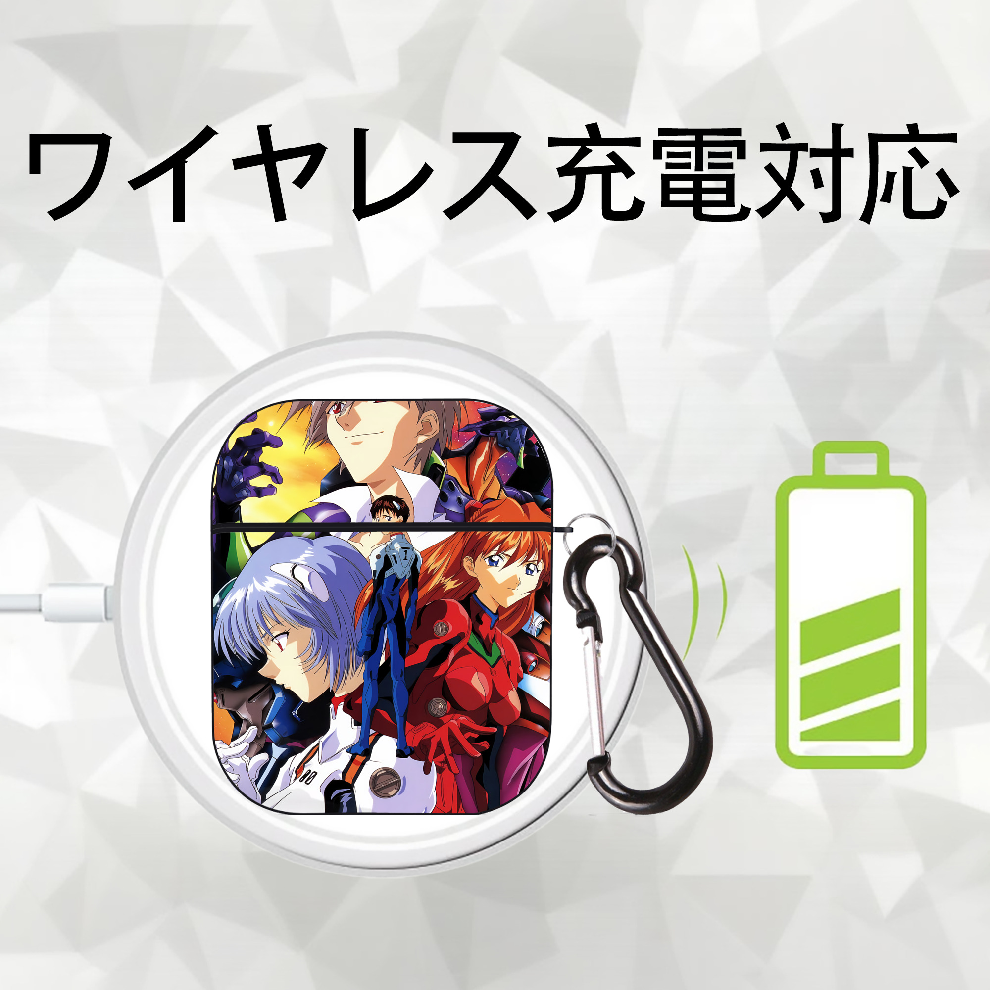EVA 新世紀エヴァンゲリオン AirPods 第2世代保護ケース ハードシェル ブラック 耐衝撃・防指紋・カラビナ付き