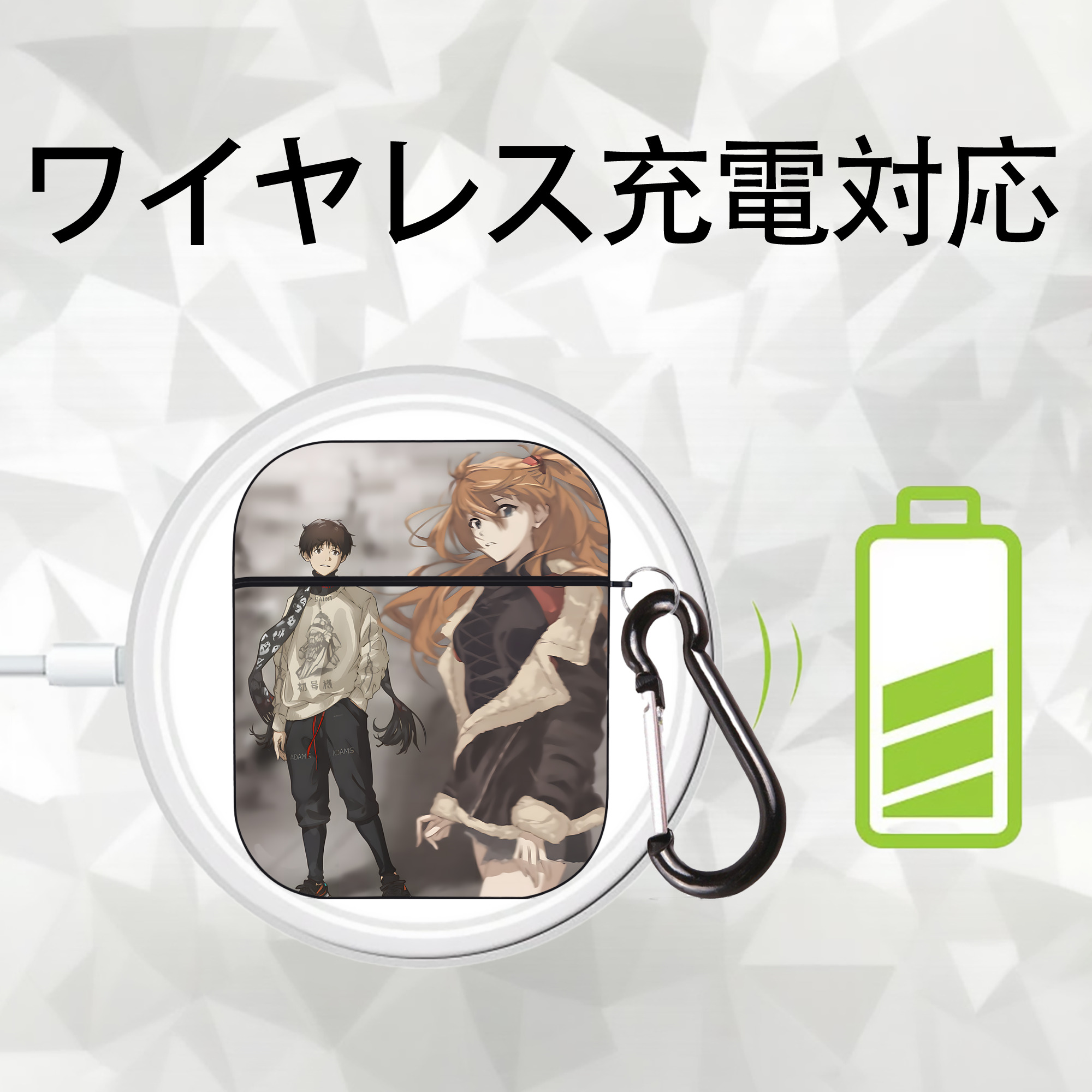 EVA 新世紀エヴァンゲリオン AirPods 第2世代保護ケース ハードシェル ブラック 耐衝撃・防指紋・カラビナ付き