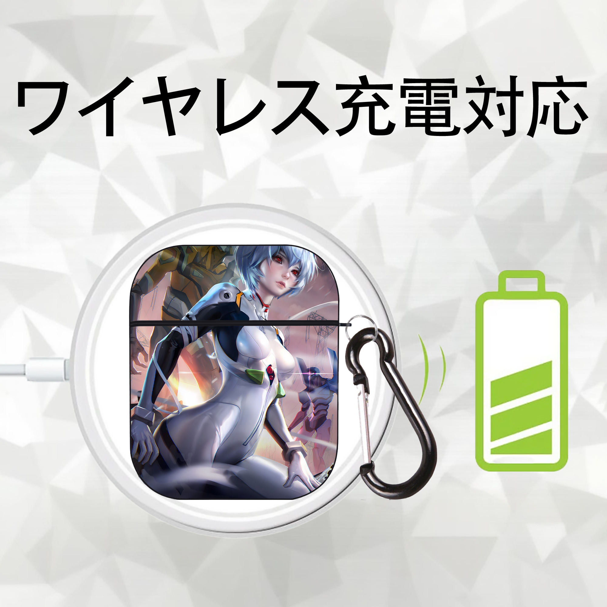 EVA 新世紀エヴァンゲリオン AirPods 第2世代保護ケース ハードシェル ブラック 耐衝撃・防指紋・カラビナ付き