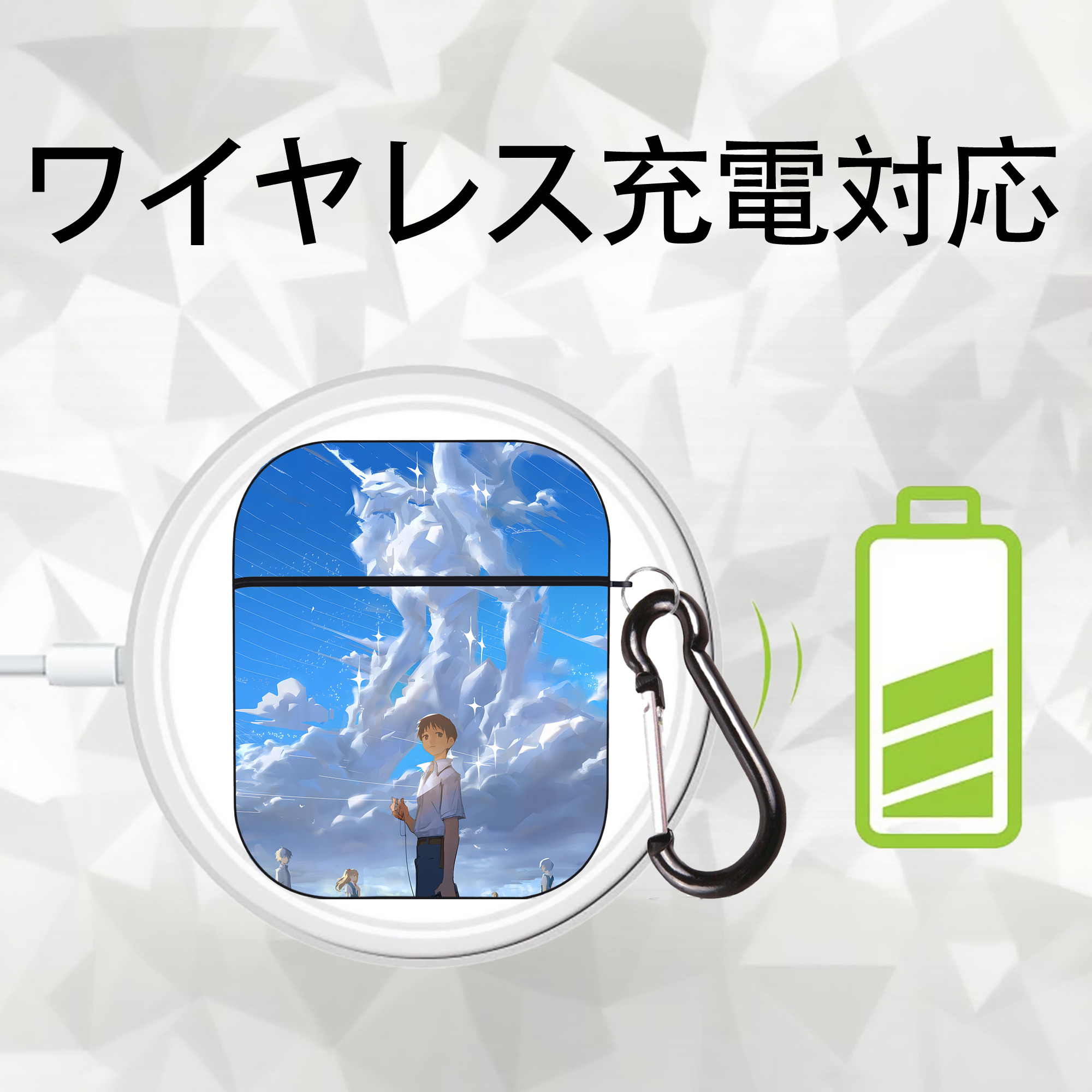 EVA 新世紀エヴァンゲリオン AirPods 第2世代保護ケース ハードシェル ブラック 耐衝撃・防指紋・カラビナ付き