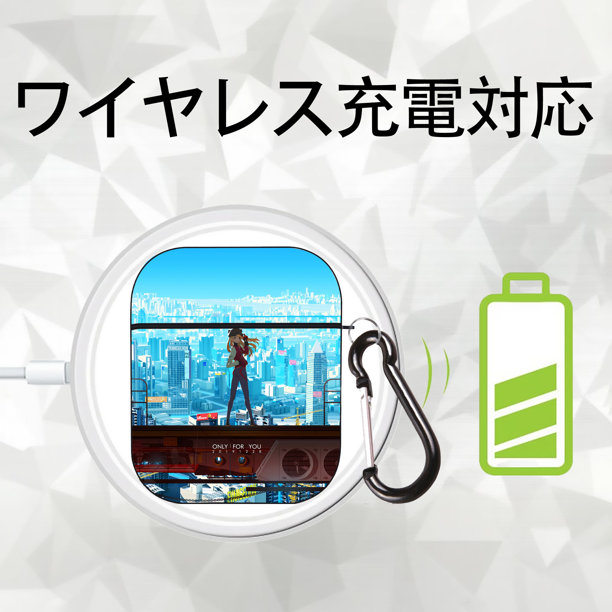 EVA 新世紀エヴァンゲリオン AirPods 第2世代保護ケース ハードシェル ブラック 耐衝撃・防指紋・カラビナ付き
