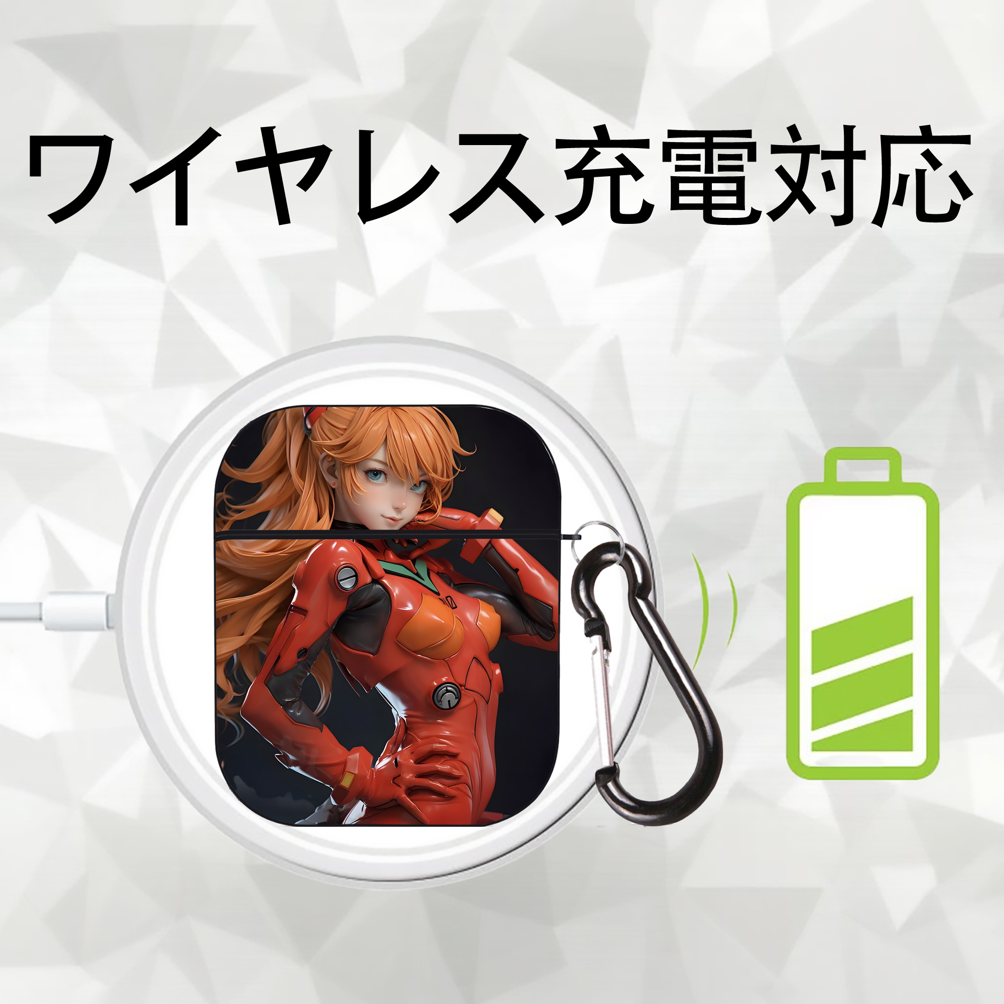 EVA 新世紀エヴァンゲリオン AirPods 第2世代保護ケース ハードシェル ブラック 耐衝撃・防指紋・カラビナ付き