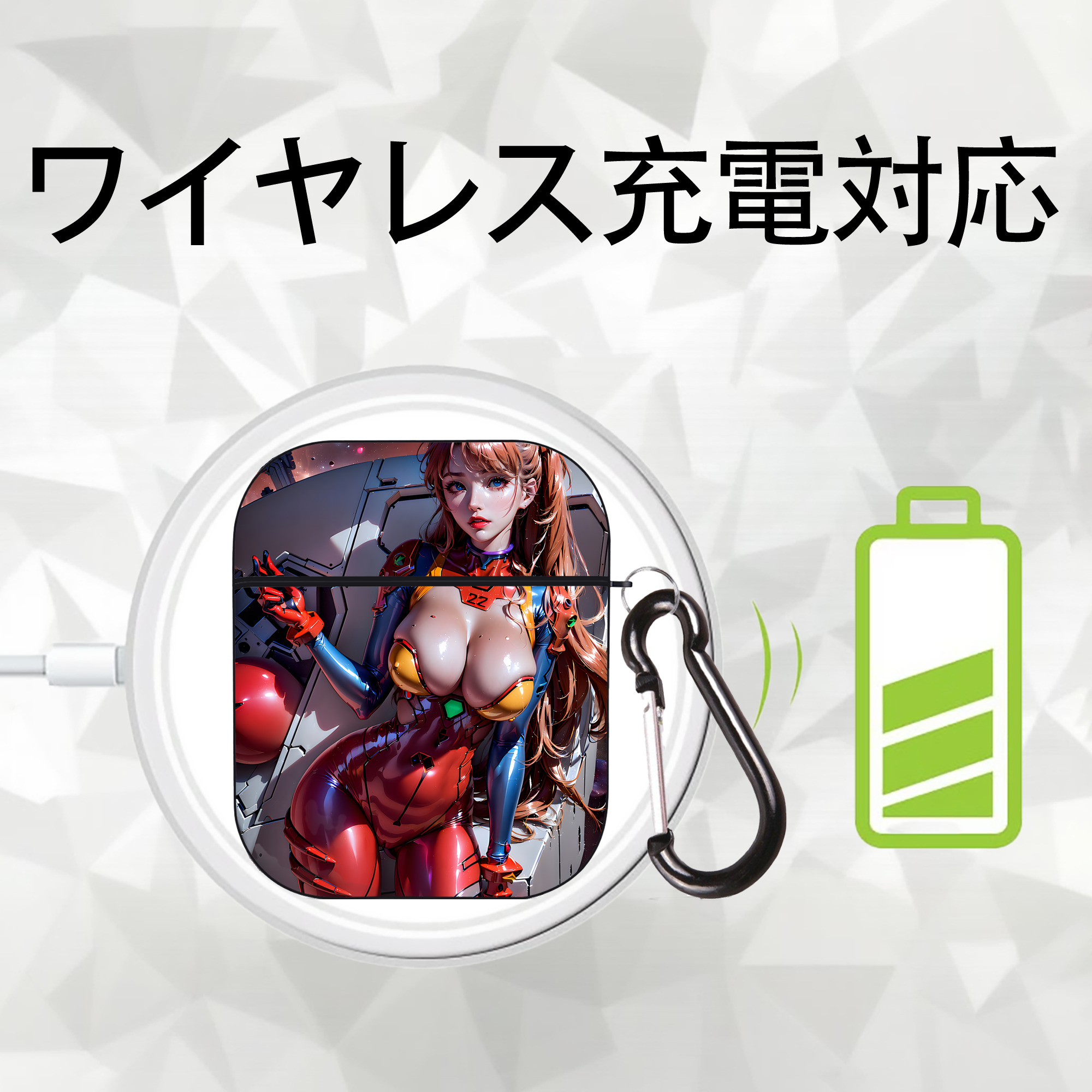 EVA 新世紀エヴァンゲリオン AirPods 第2世代保護ケース ハードシェル ブラック 耐衝撃・防指紋・カラビナ付き