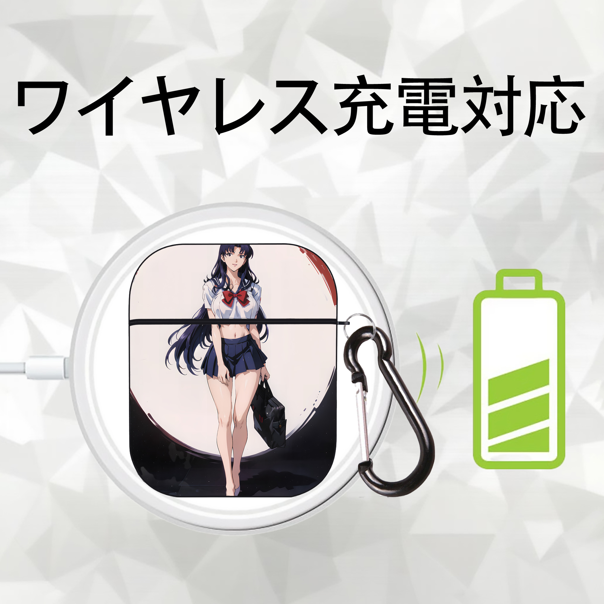EVA 新世紀エヴァンゲリオン AirPods 第2世代保護ケース ハードシェル ブラック 耐衝撃・防指紋・カラビナ付き