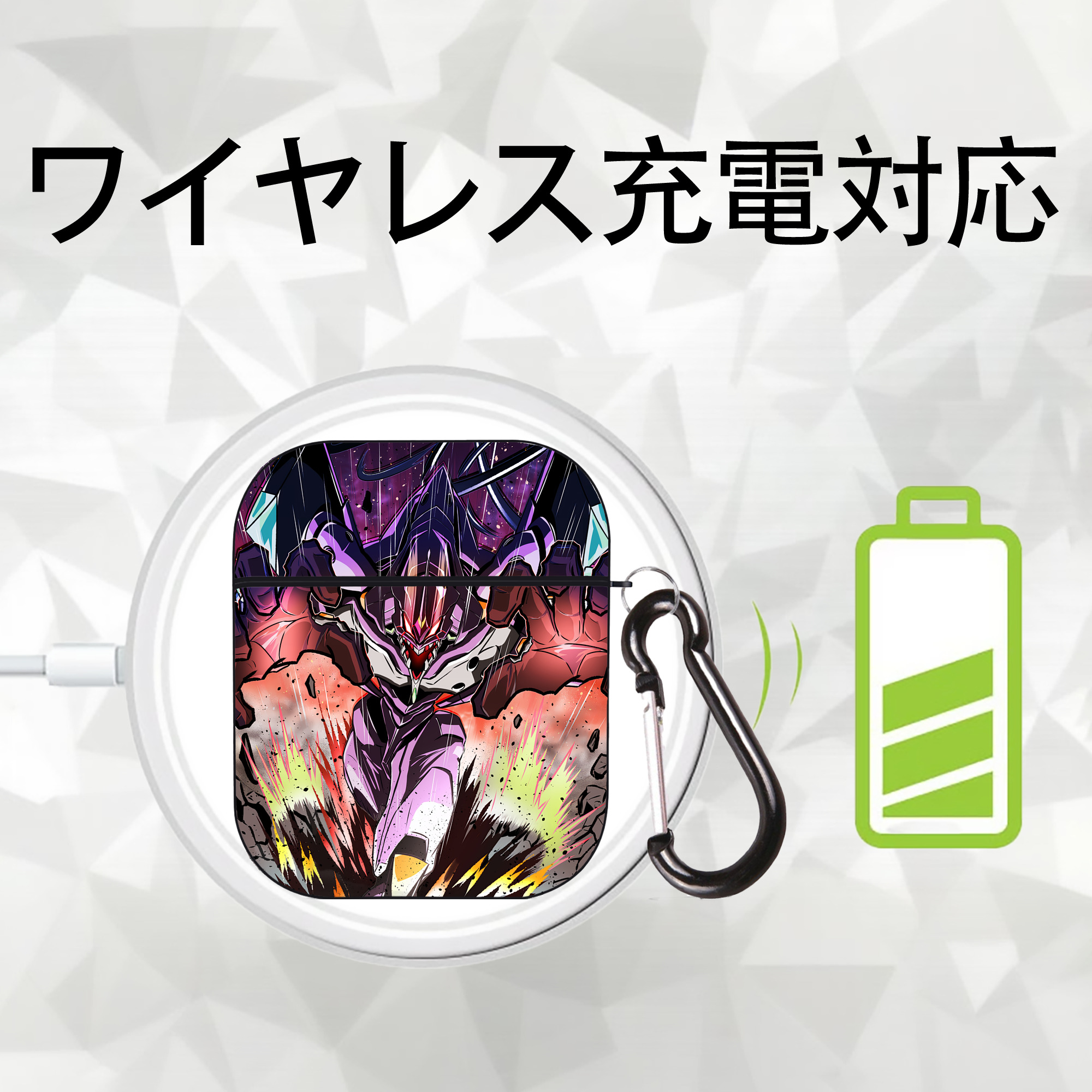 EVA 新世紀エヴァンゲリオン AirPods 第2世代保護ケース ハードシェル ブラック 耐衝撃・防指紋・カラビナ付き