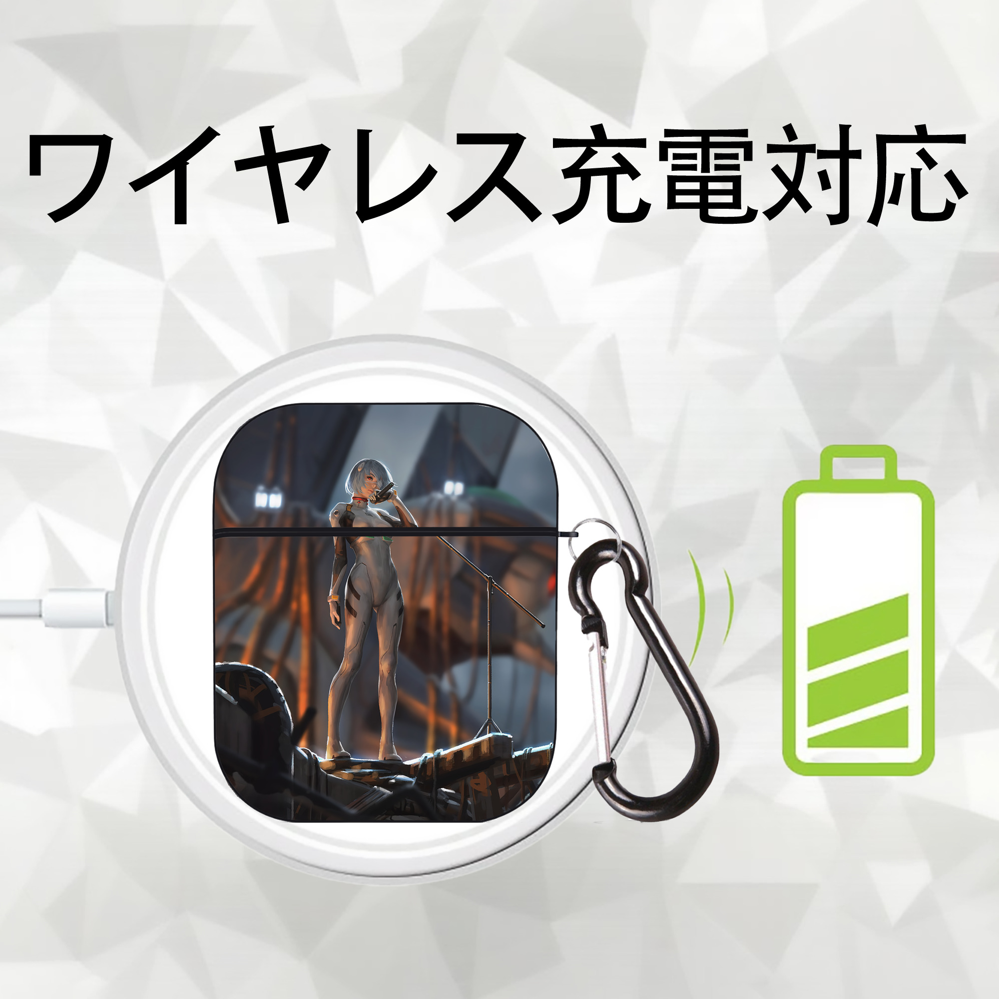 EVA 新世紀エヴァンゲリオン AirPods 第2世代保護ケース ハードシェル ブラック 耐衝撃・防指紋・カラビナ付き