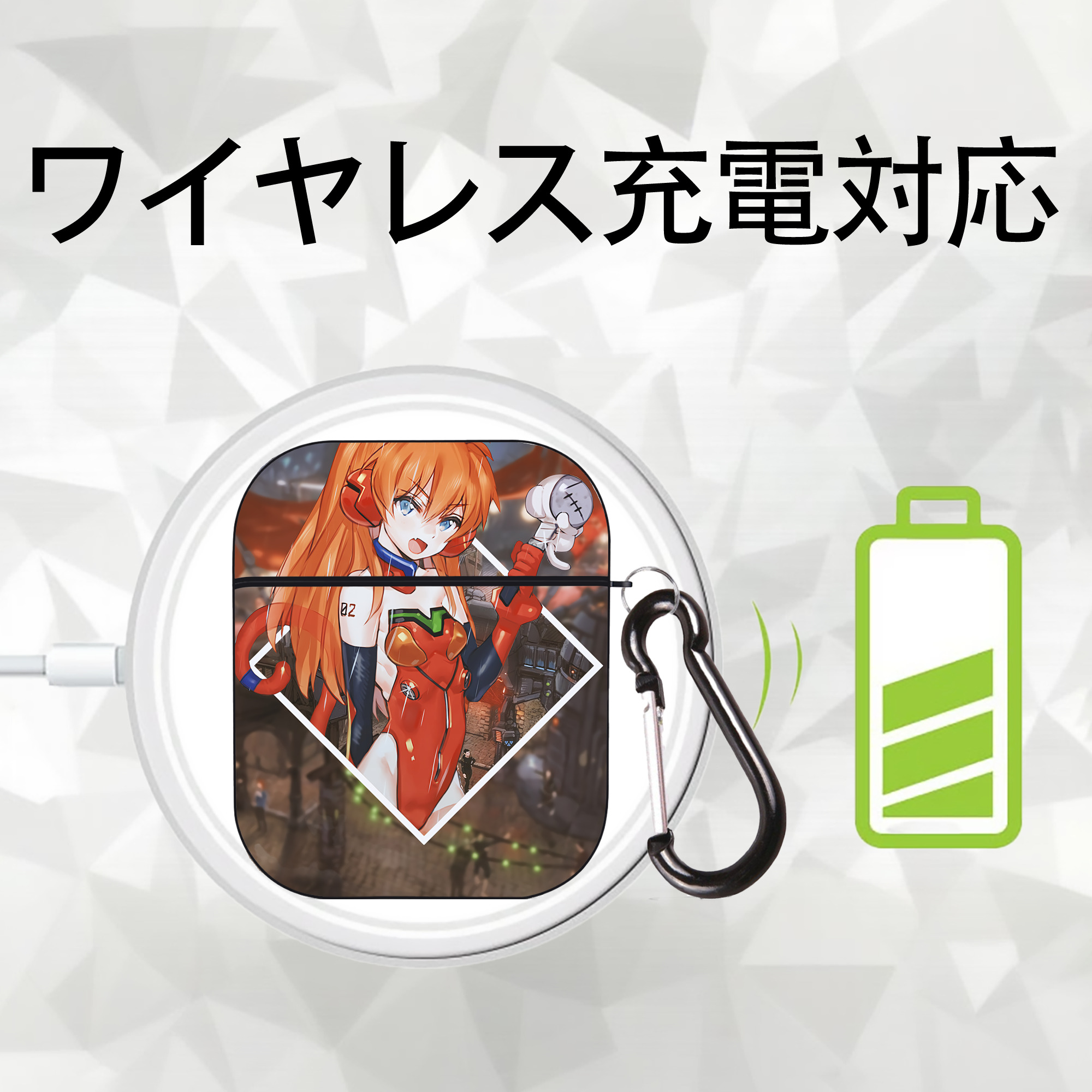 EVA 新世紀エヴァンゲリオン AirPods 第2世代保護ケース ハードシェル ブラック 耐衝撃・防指紋・カラビナ付き