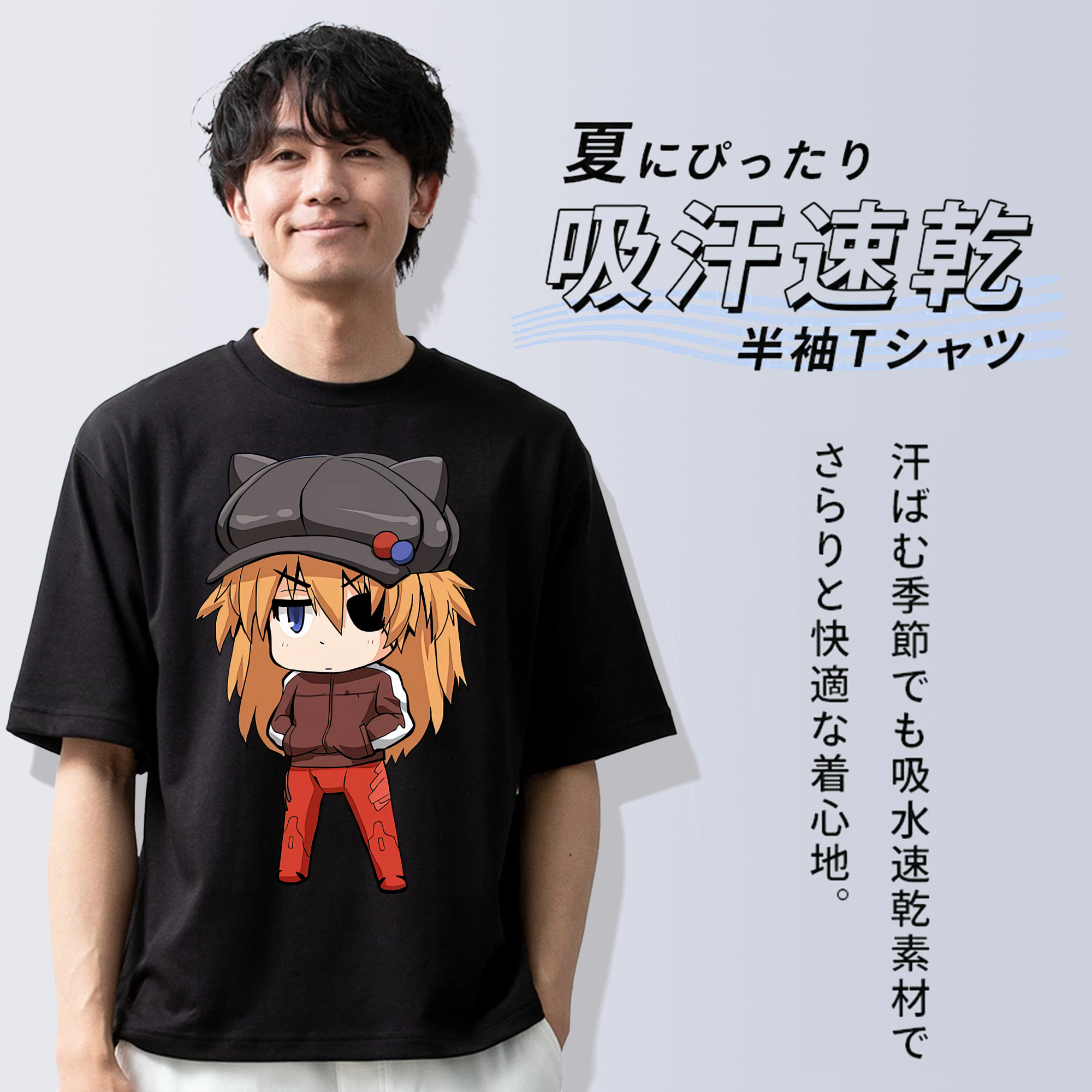 EVA 新世紀エヴァンゲリオン 綿100％半袖Tシャツ（フロントプリント）