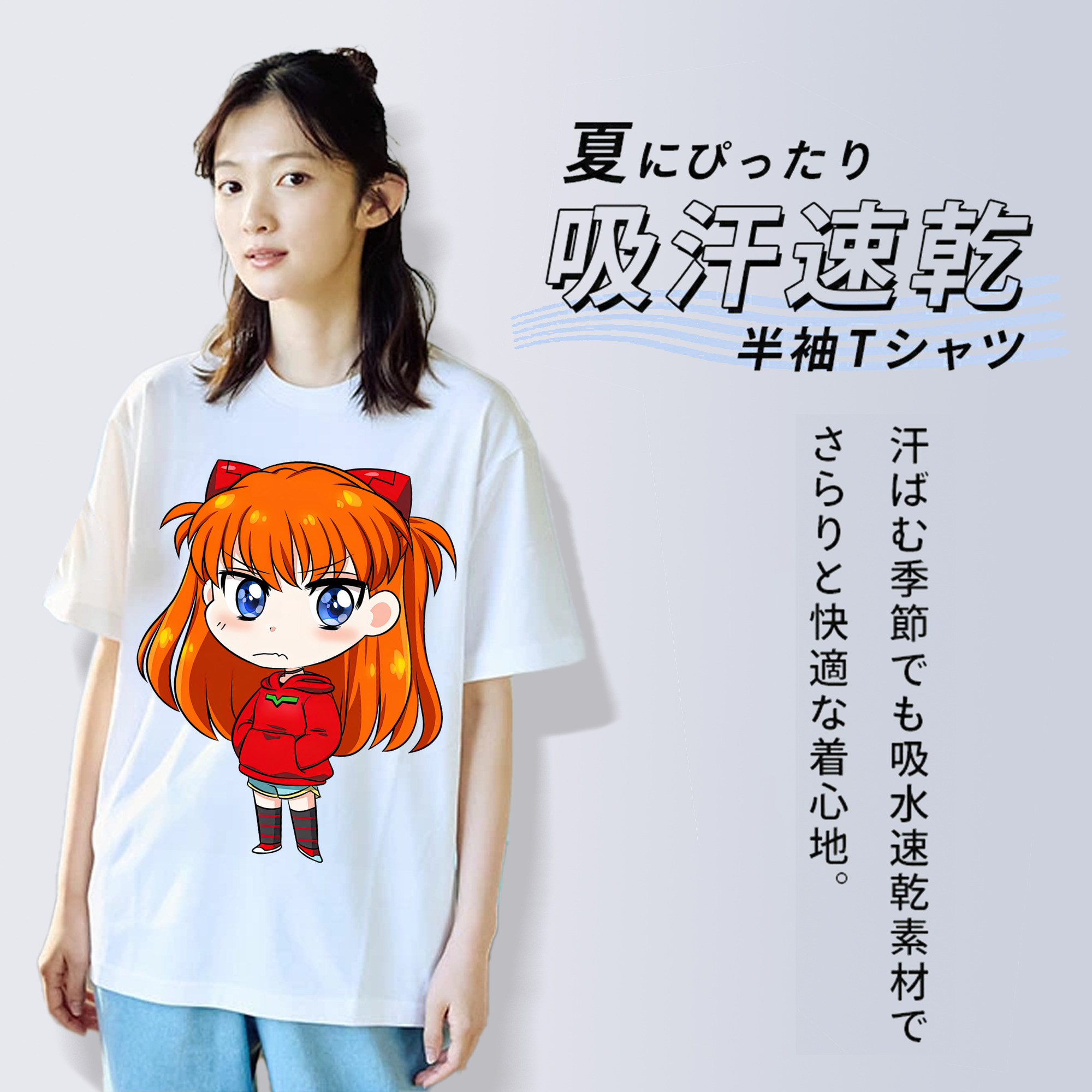 EVA 新世紀エヴァンゲリオン 綿100％半袖Tシャツ（フロントプリント）