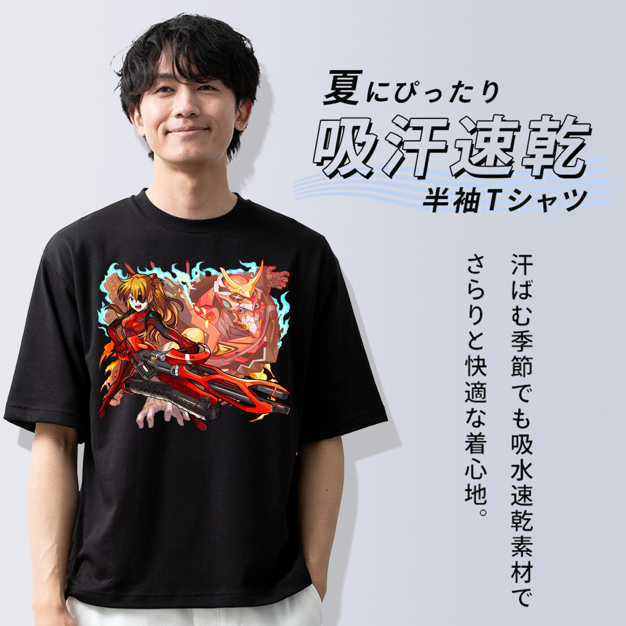 EVA 新世紀エヴァンゲリオン 綿100％半袖Tシャツ（フロントプリント）