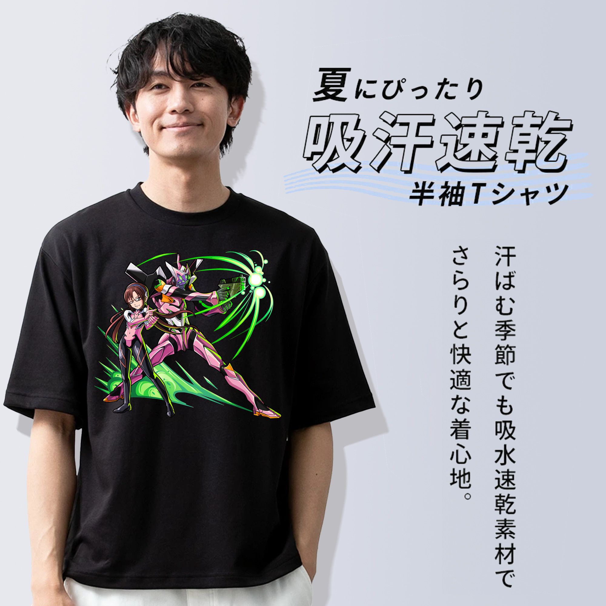 EVA 新世紀エヴァンゲリオン 綿100％半袖Tシャツ（フロントプリント）