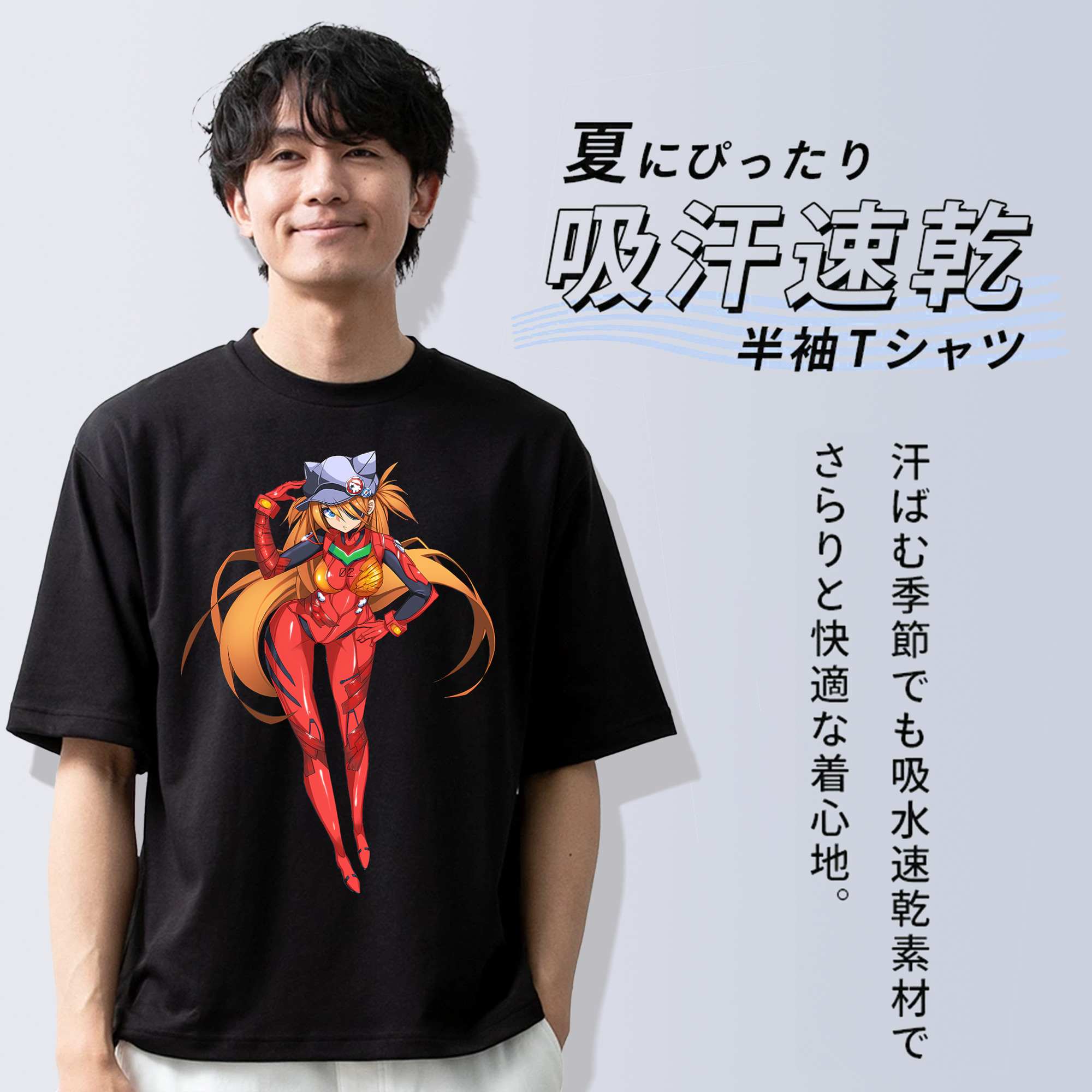 EVA 新世紀エヴァンゲリオン 綿100％半袖Tシャツ（フロントプリント）