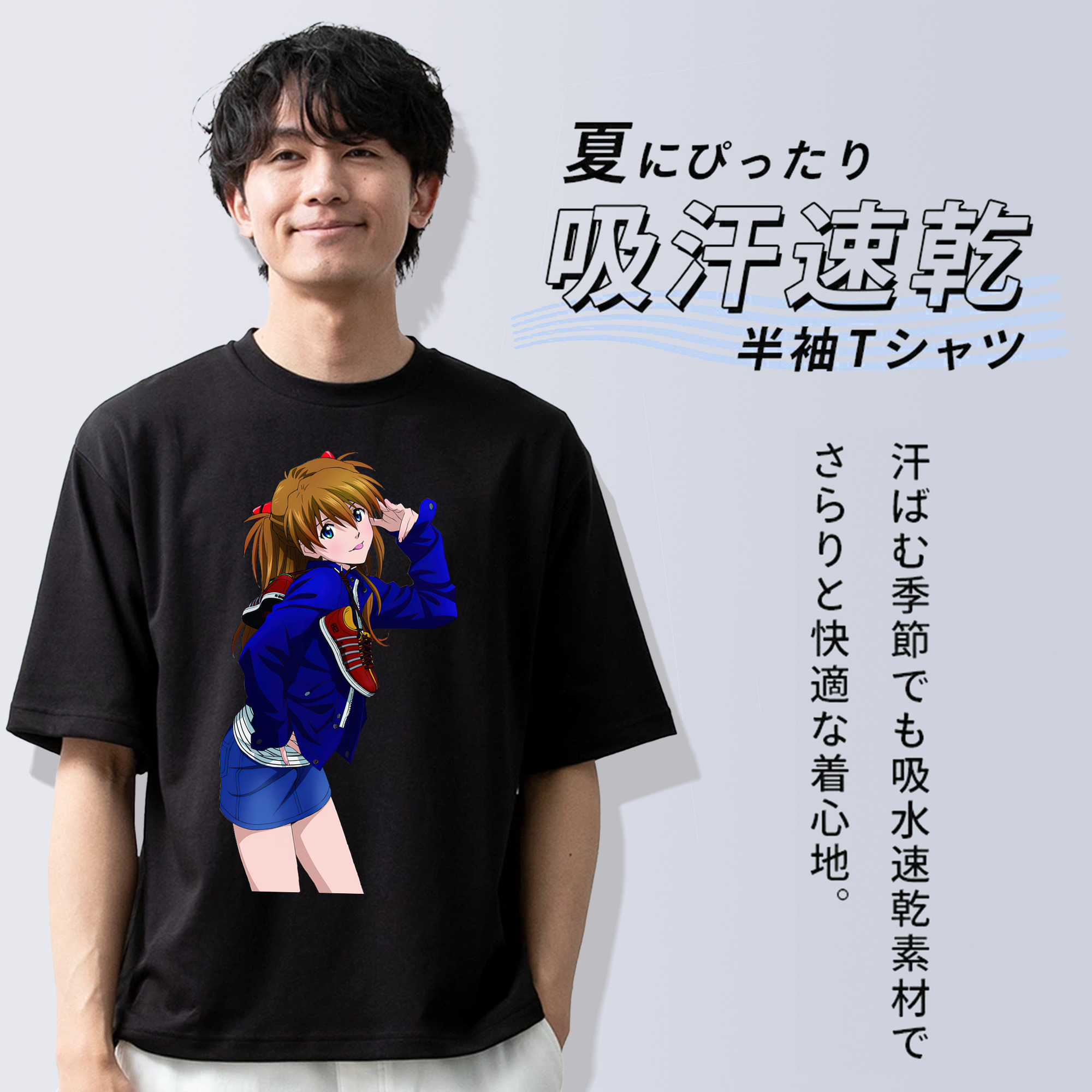 EVA 新世紀エヴァンゲリオン 綿100％半袖Tシャツ（フロントプリント）