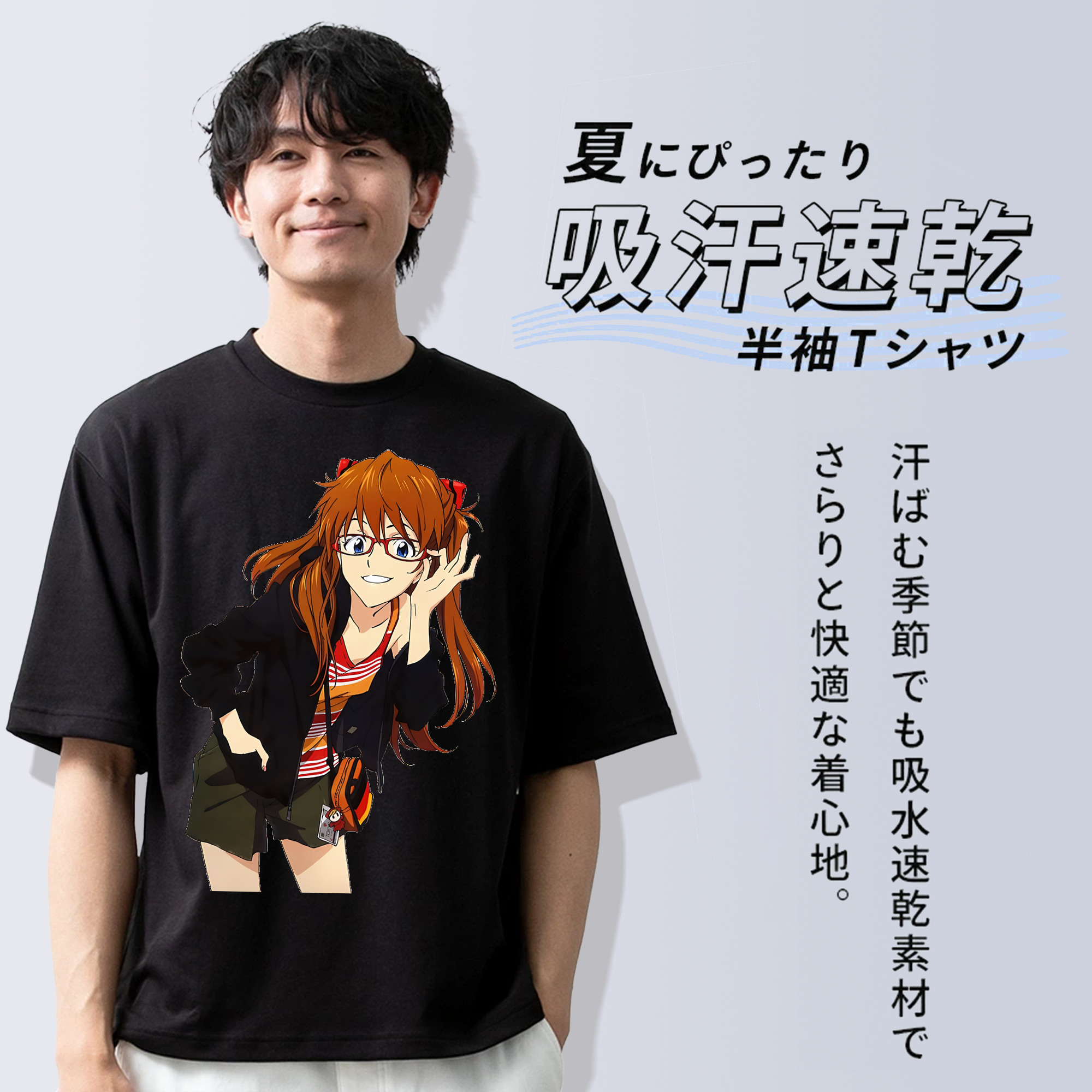 EVA 新世紀エヴァンゲリオン 綿100％半袖Tシャツ（フロントプリント）