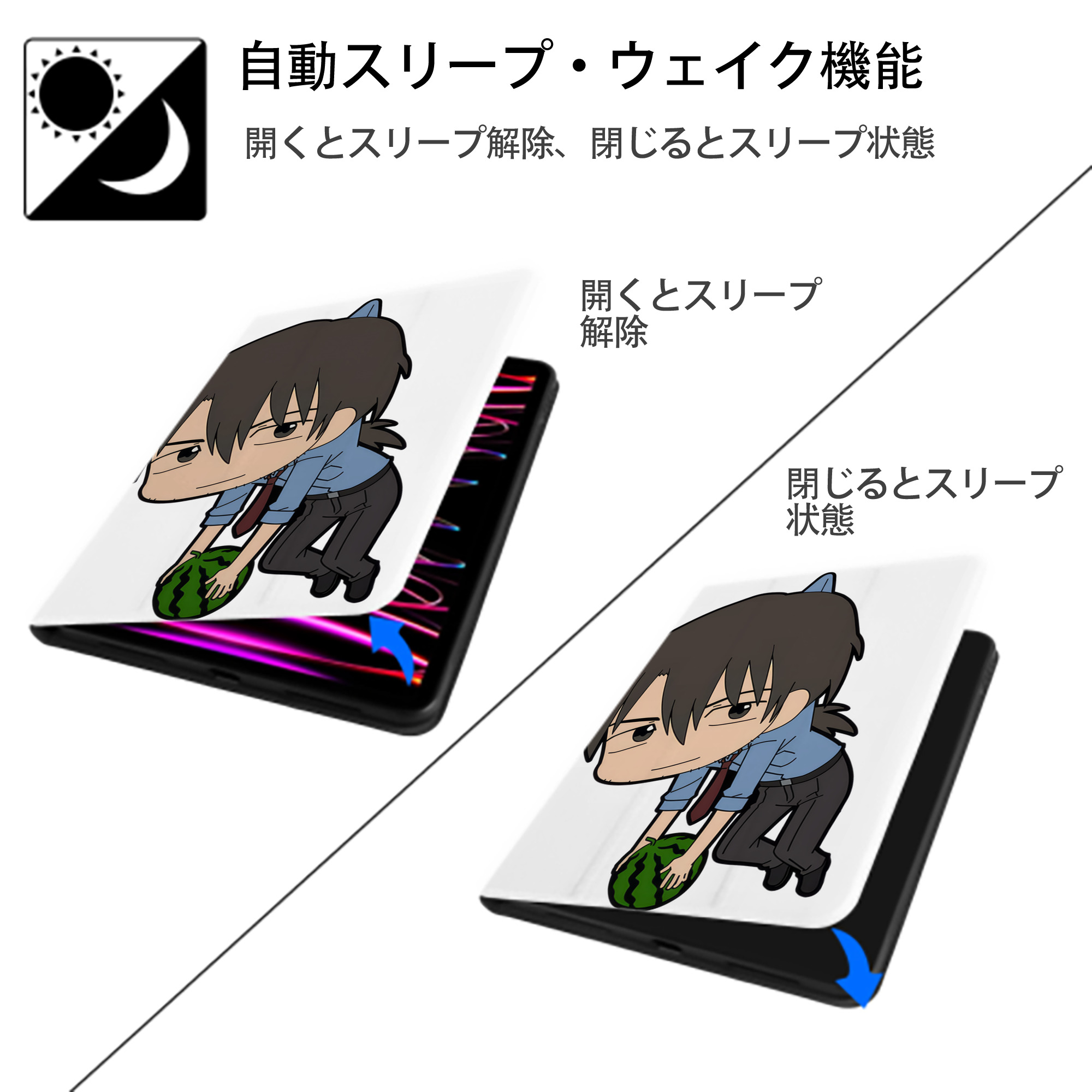 EVA 新世紀エヴァンゲリオン IPad ケース ペン収納付き 三つ折りスタンド PUレザー×シリコン 対応機種9.5/10.5/10.9インチ