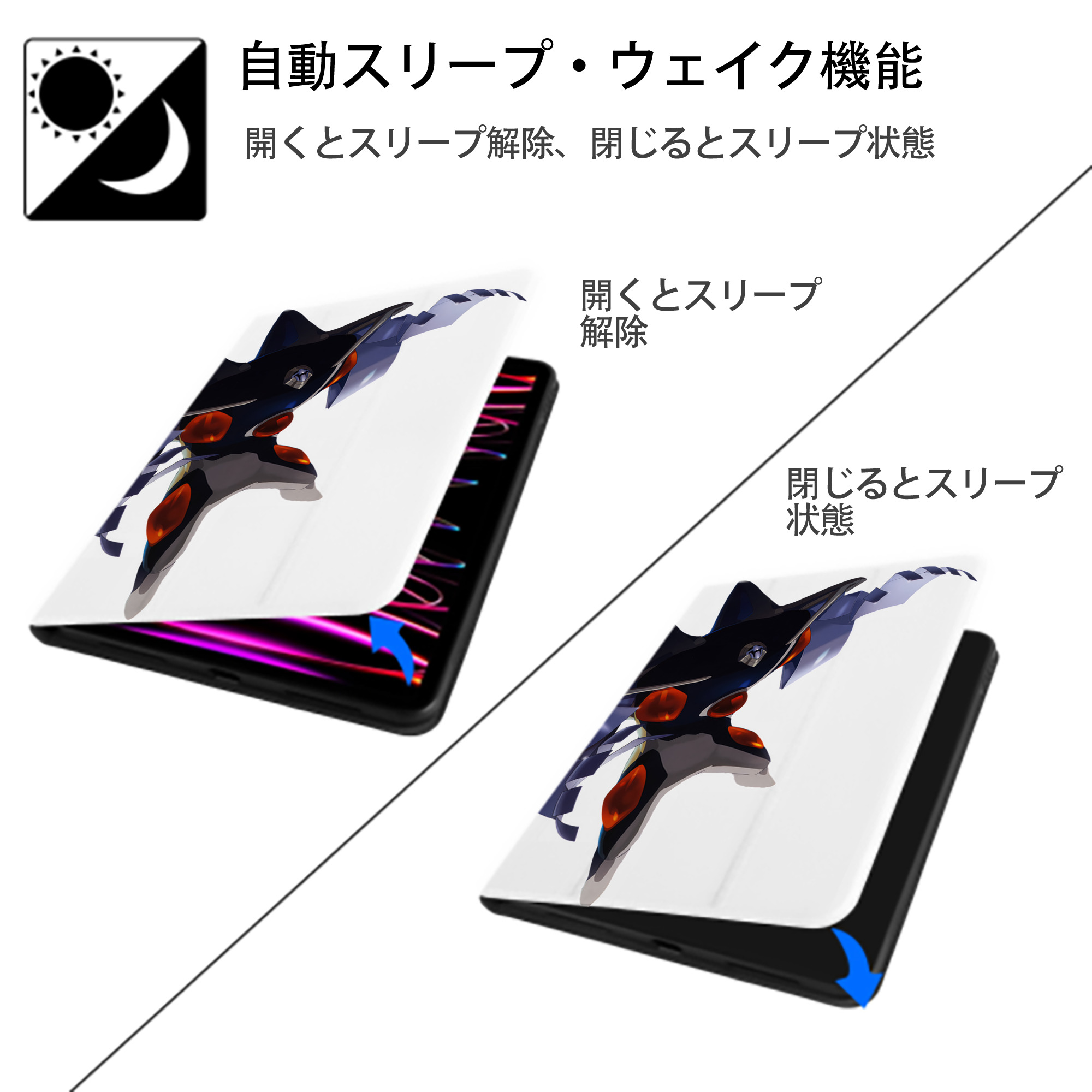 EVA 新世紀エヴァンゲリオン IPad ケース ペン収納付き 三つ折りスタンド PUレザー×シリコン 対応機種9.5/10.5/10.9インチ