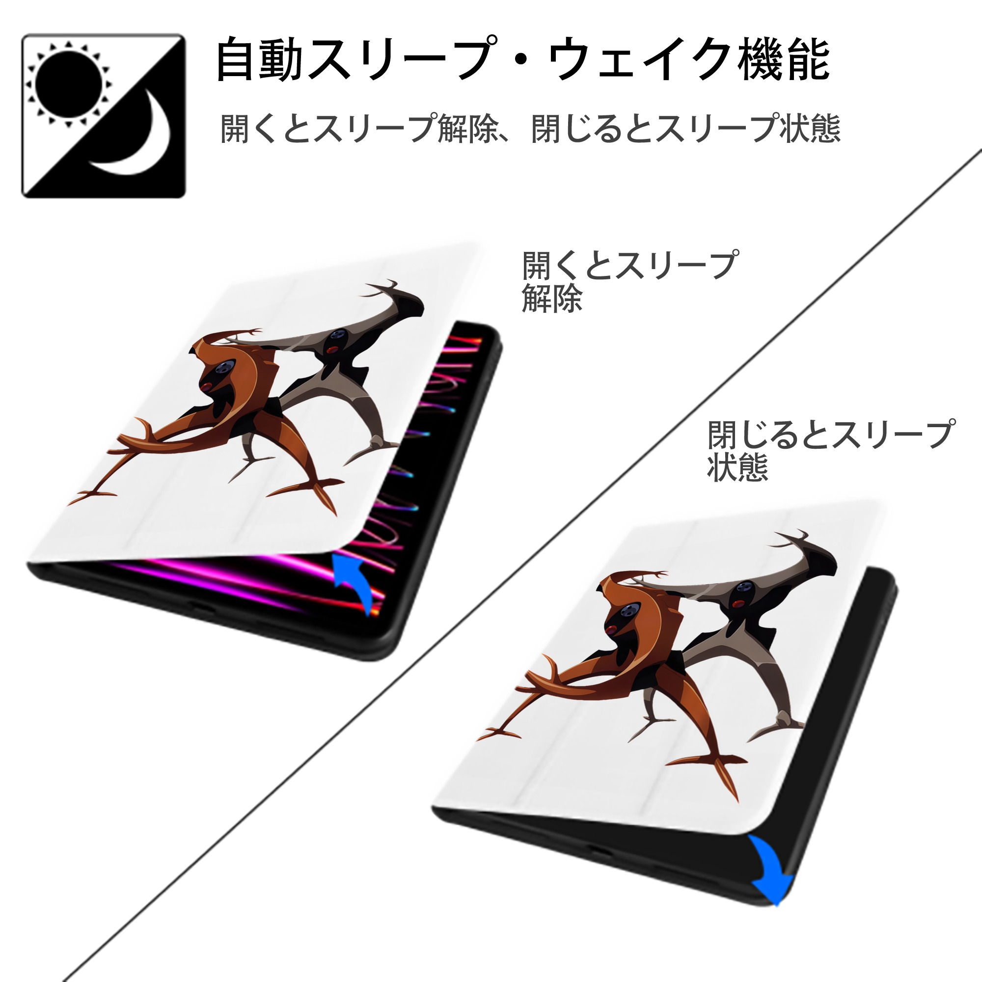 EVA 新世紀エヴァンゲリオン IPad ケース ペン収納付き 三つ折りスタンド PUレザー×シリコン 対応機種9.5/10.5/10.9インチ