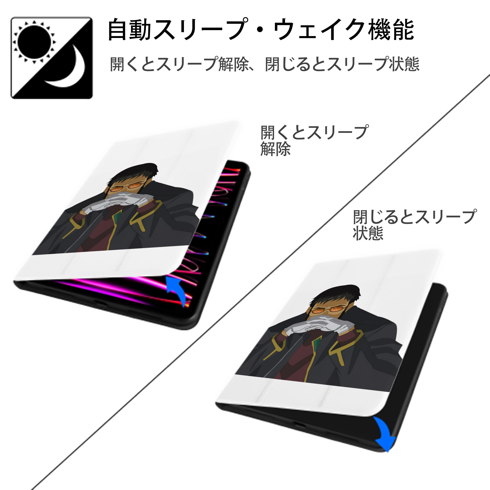 EVA 新世紀エヴァンゲリオン IPad ケース ペン収納付き 三つ折りスタンド PUレザー×シリコン 対応機種9.5/10.5/10.9インチ