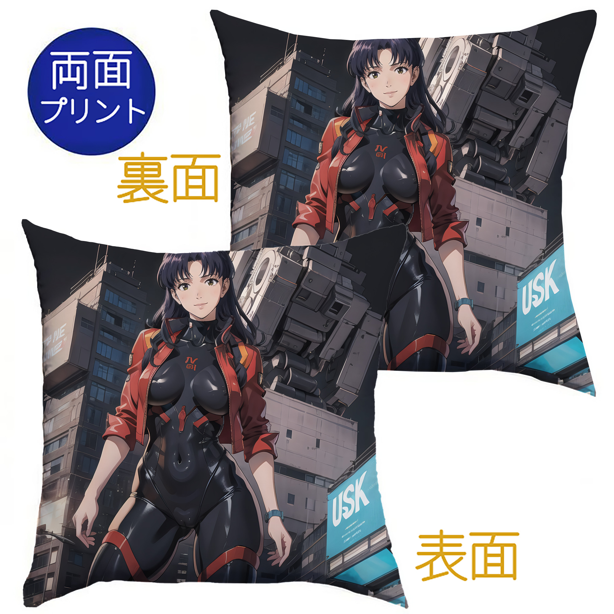 （画像用） EVA 新世紀エヴァンゲリオン クッションカバー＆本体セット（ポリエステル素材）