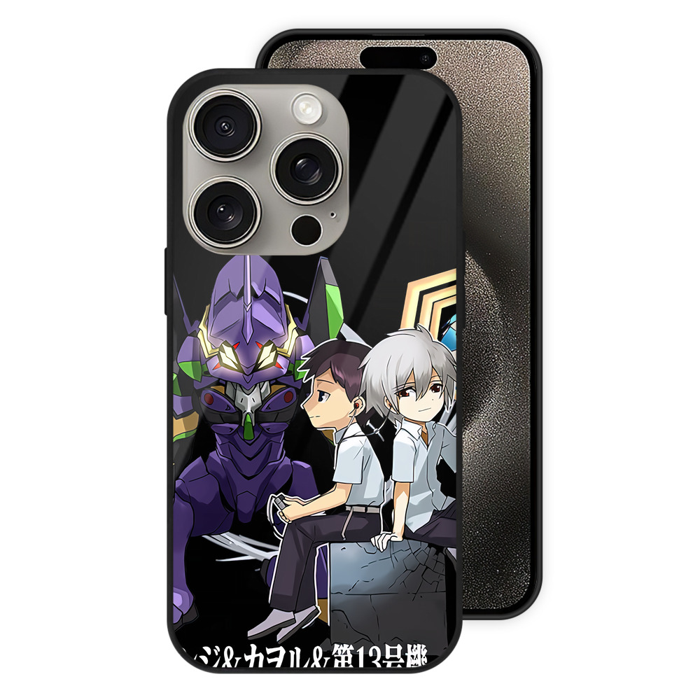 （画像用） EVA 新世紀エヴァンゲリオン 【iPhone15Pro対応】スマホケース 耐衝撃＆黄変防止 背面ガラス