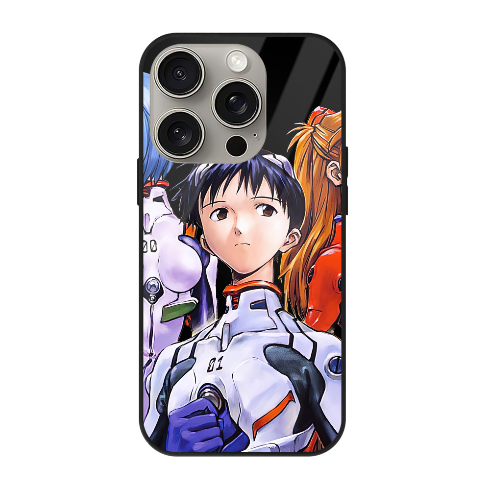 （画像用） EVA 新世紀エヴァンゲリオン 【iPhone15Pro対応】スマホケース 耐衝撃＆黄変防止 背面ガラス